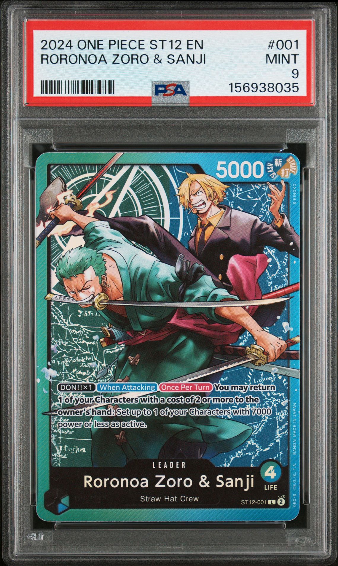 2024 One Piece Starter Deck St12-Zoro & Sanji Roronoa Zoro & Sanji #001 Mint 9 front