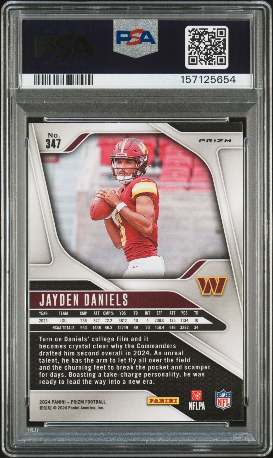 2024 Panini Prizm Jayden Daniels #347 (Lazer Prizm) Mint 9 back