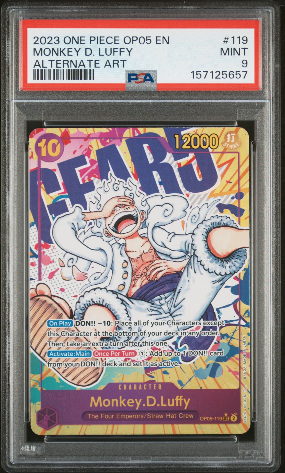 2023 One Piece Op05-Awakening Of The New Era Monkey D. Luffy #119 (Alternate Art) Mint 9 front
