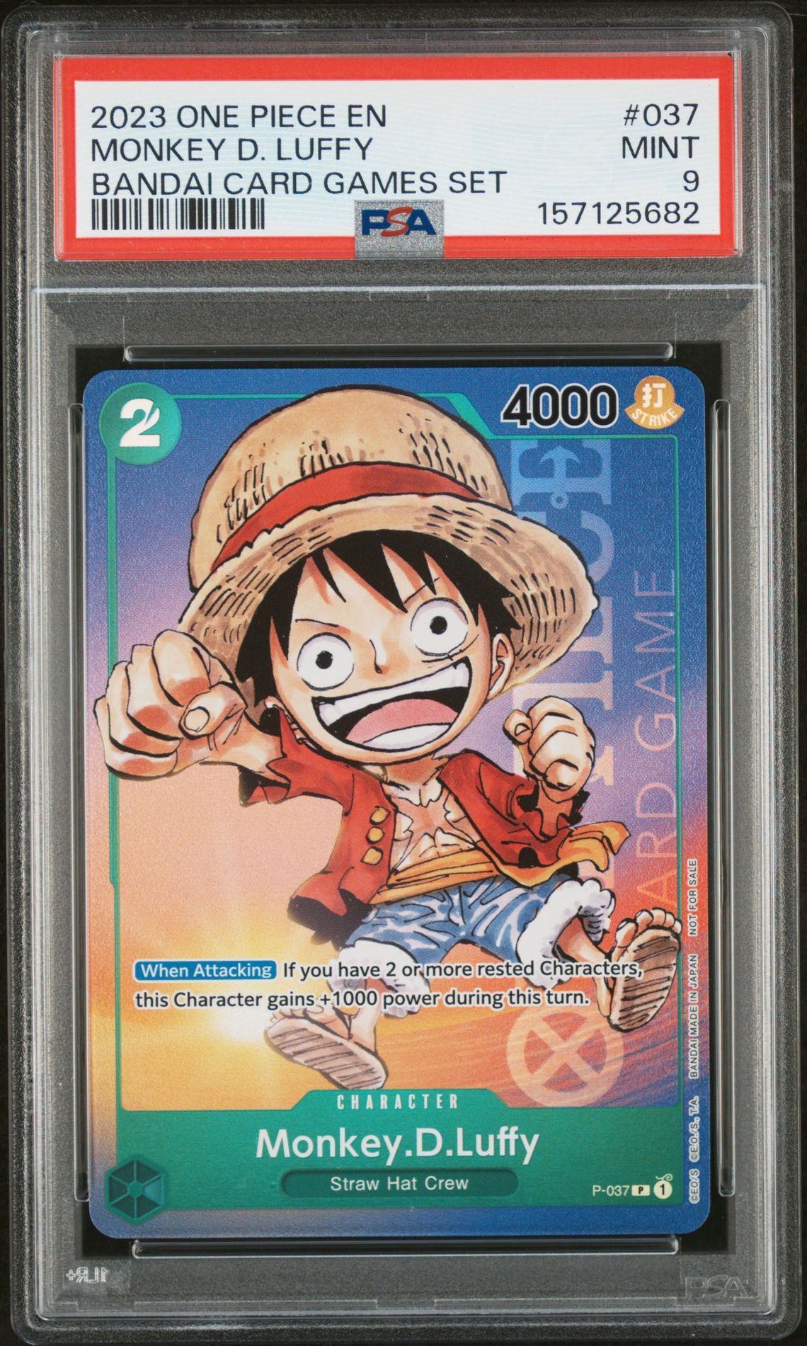 2023 One Piece Promos Monkey D. Luffy #037 (Bandai Card Games Set) Mint 9 front