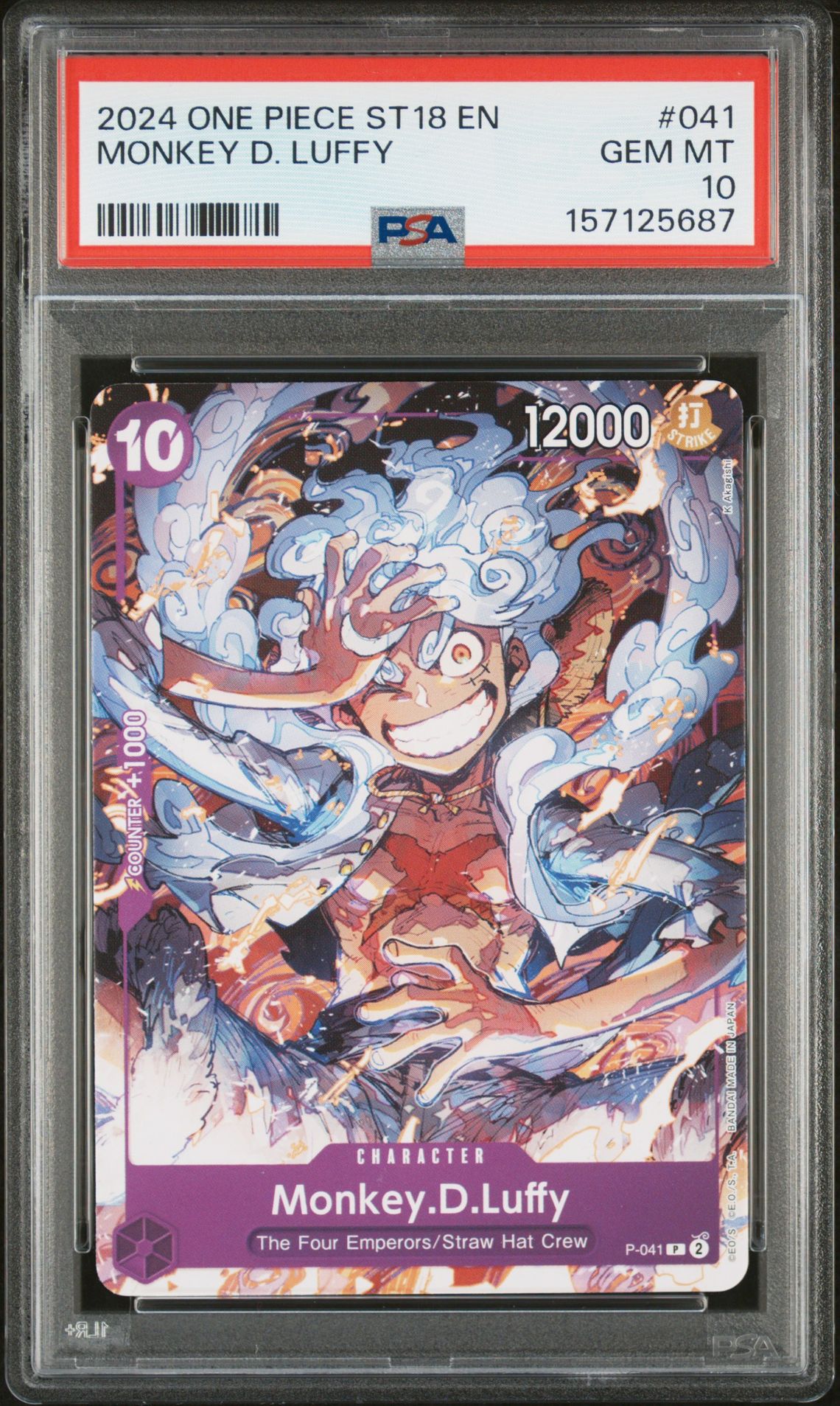 2024 One Piece Starter Deck St18-Purple Monkey D. Luffy Monkey D. Luffy #041 Gem Mt 10 front view - PSA graded GEM MT 10