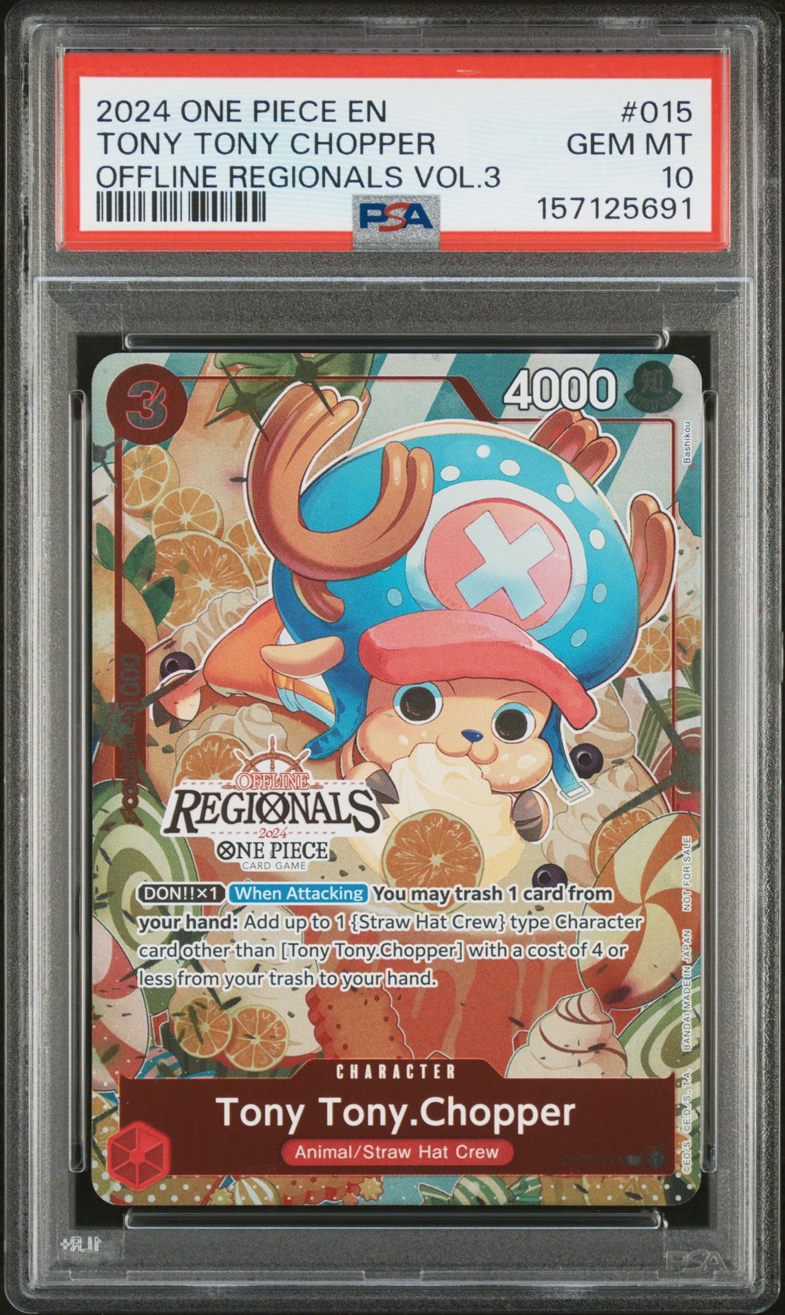 2024 One Piece Offline Regionals Pack 2024 Vol.3 Tony Tony Chopper #015 Gem Mt 10 front