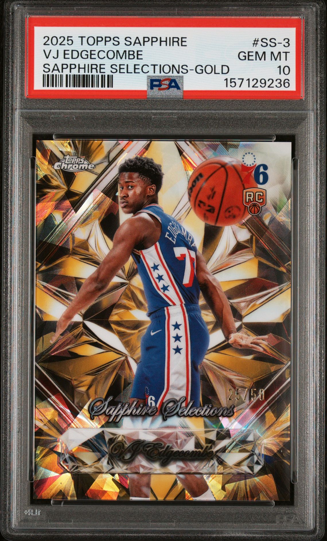2025 Topps Chrome TOPPS CHROME SAPPHIRE EDITION SAPPHIRE SELECTIONS GOLD #SS-3 Vj Edgecombe front