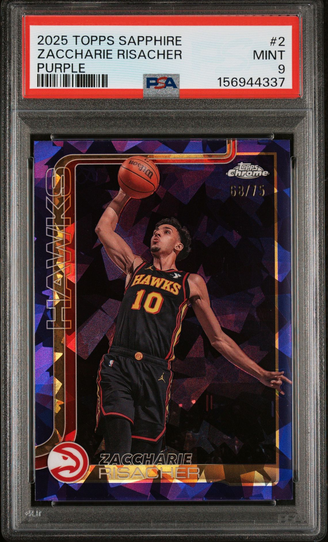 2025 Topps Chrome TOPPS CHROME SAPPHIRE EDITION PURPLE #2 Zaccharie Risacher front