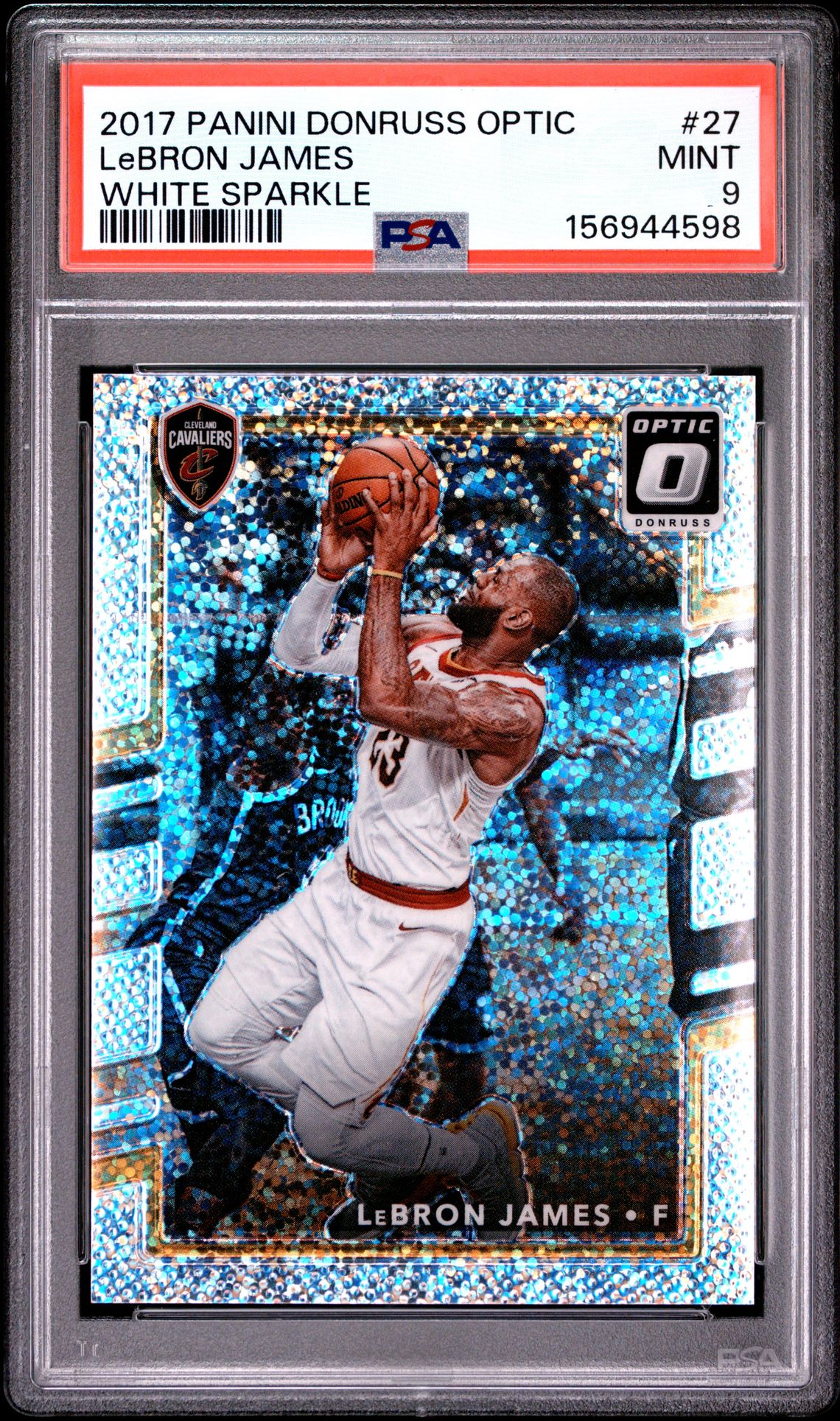 2017 Panini Donruss Optic Lebron James #27 (White Sparkle) Mint 9 front