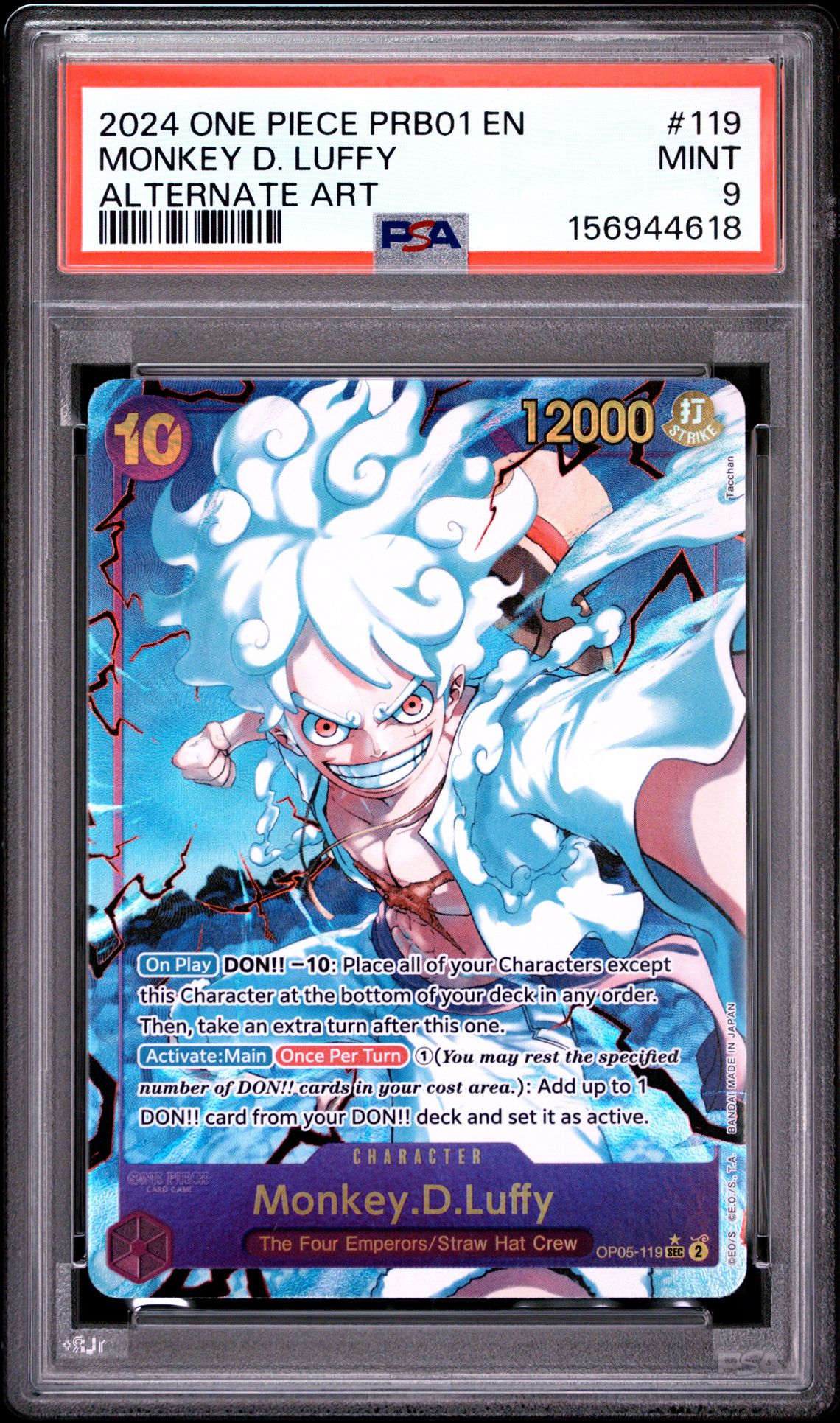 2024 One Piece Prb01-Premium Booster -One Piece Card The Best- Monkey D. Luffy #119 (Alternate Art) Mint 9 front
