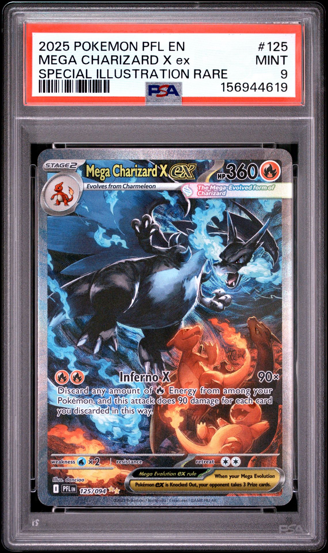 2025 Pokemon Pfl En-Phantasmal Flames Mega Charizard X Ex #125 (Special Illustration Rare) Mint 9 front