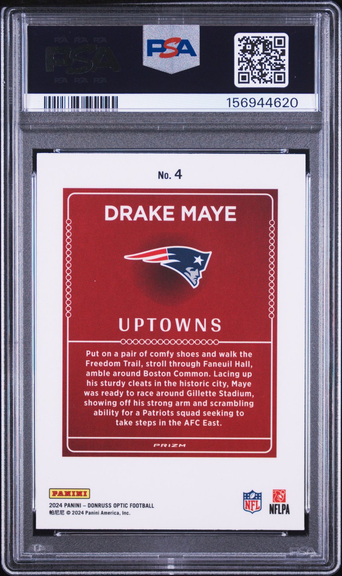 2024 Panini Donruss Optic Uptowns Drake Maye #4 Mint 9 back