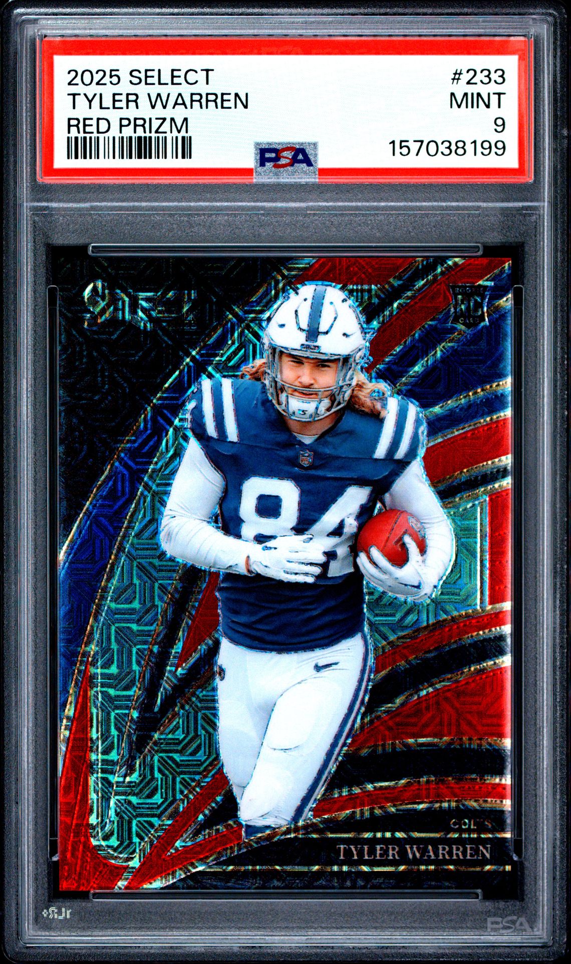 2025 Panini Select Tyler Warren #233 (Red Prizm) Mint 9 front