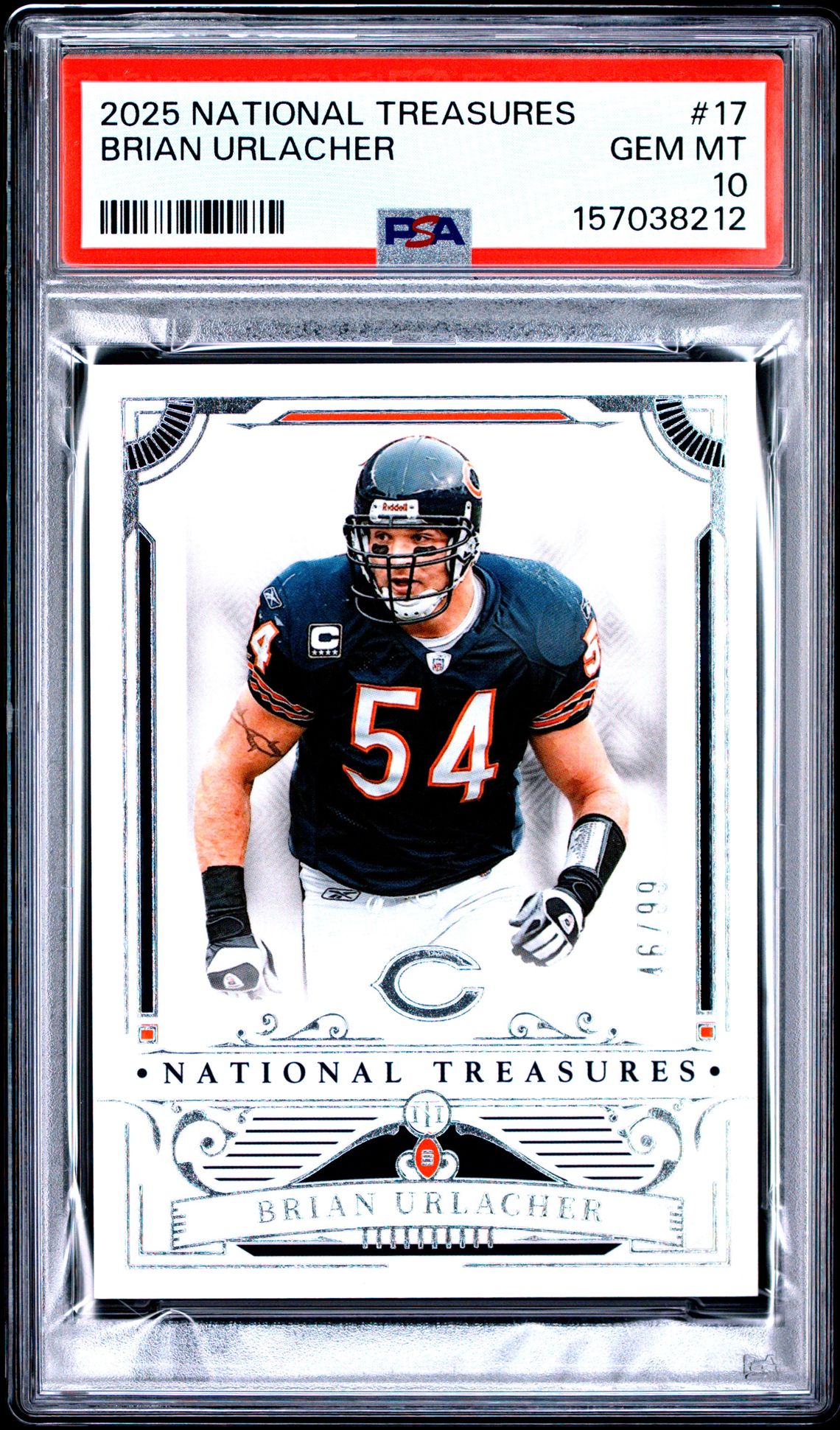 2025 Panini National Treasures Brian Urlacher #17 Gem Mt 10 front