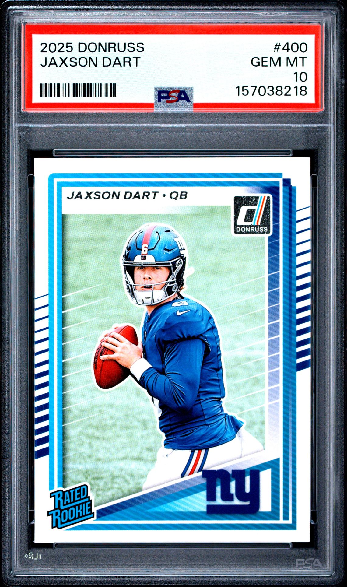 2025 Panini Donruss Jaxson Dart #400 Gem Mt 10 front view - PSA graded GEM MT 10