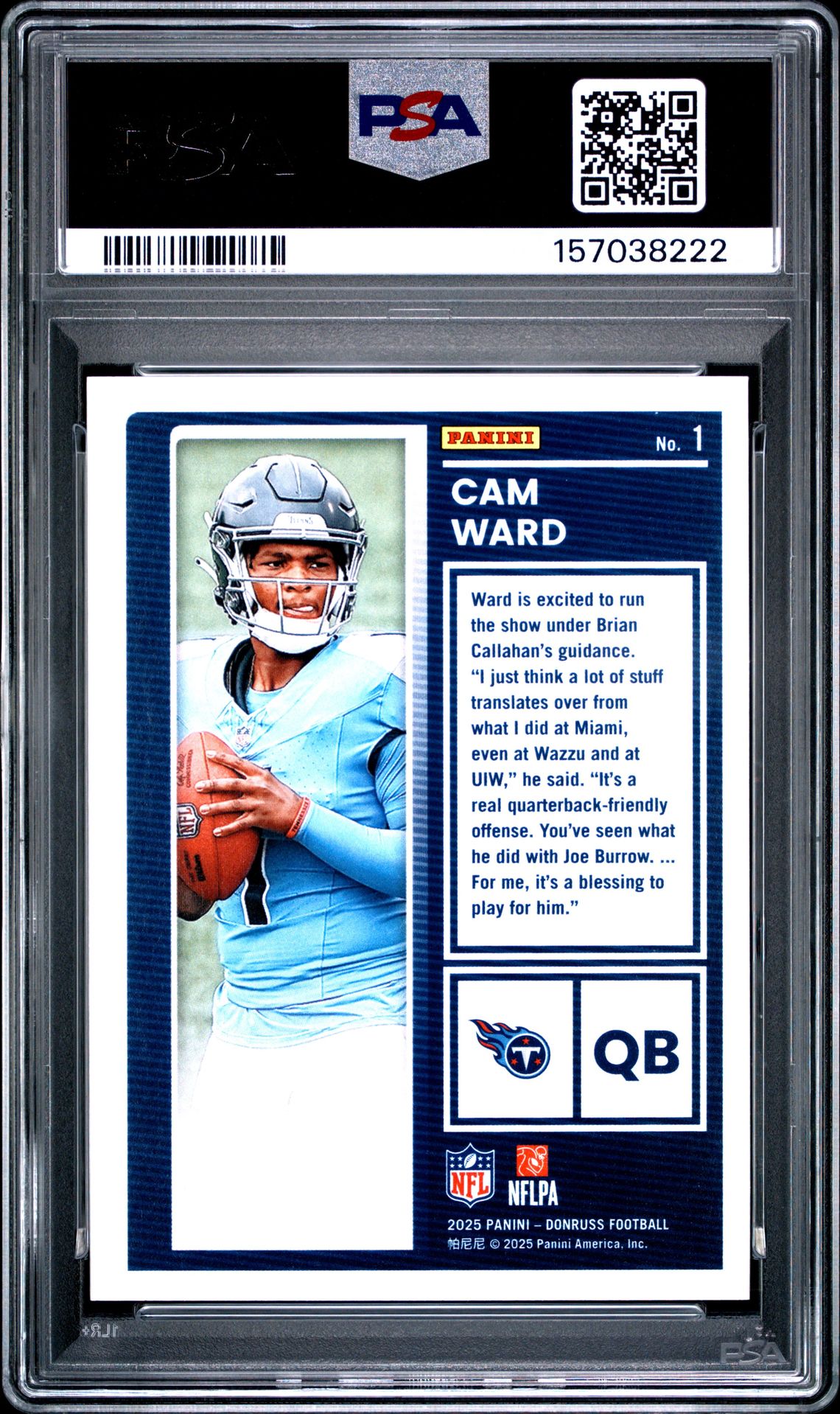 2025 Panini Donruss The Rookies Cam Ward #1 Mint 9 back