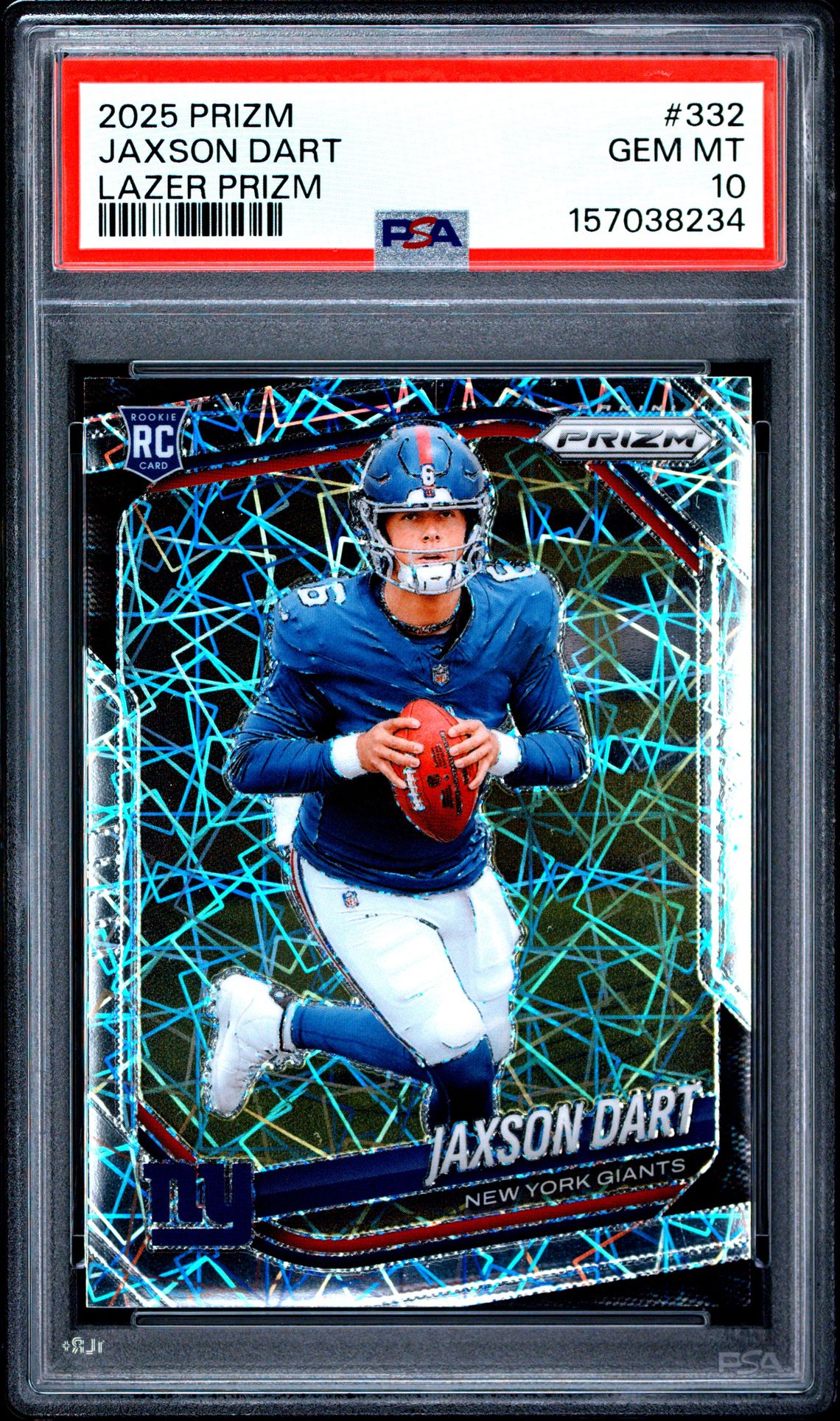 2025 Panini Prizm Jaxson Dart #332 (Lazer Prizm) Gem Mt 10 front