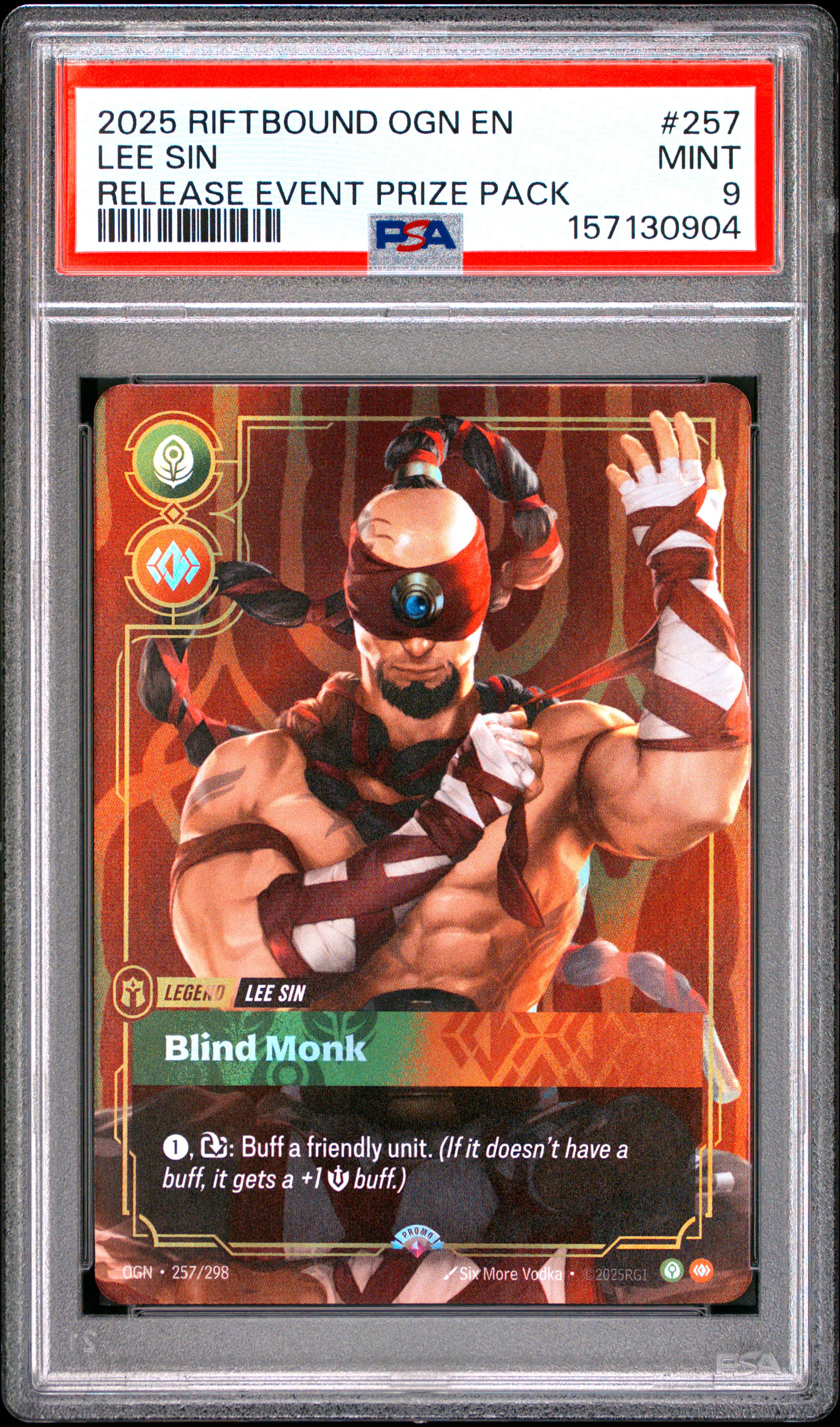 2025 #257 Lee Sin - Blind Monk PSA 9 Riftbound: League of Legends Ogn-Origins