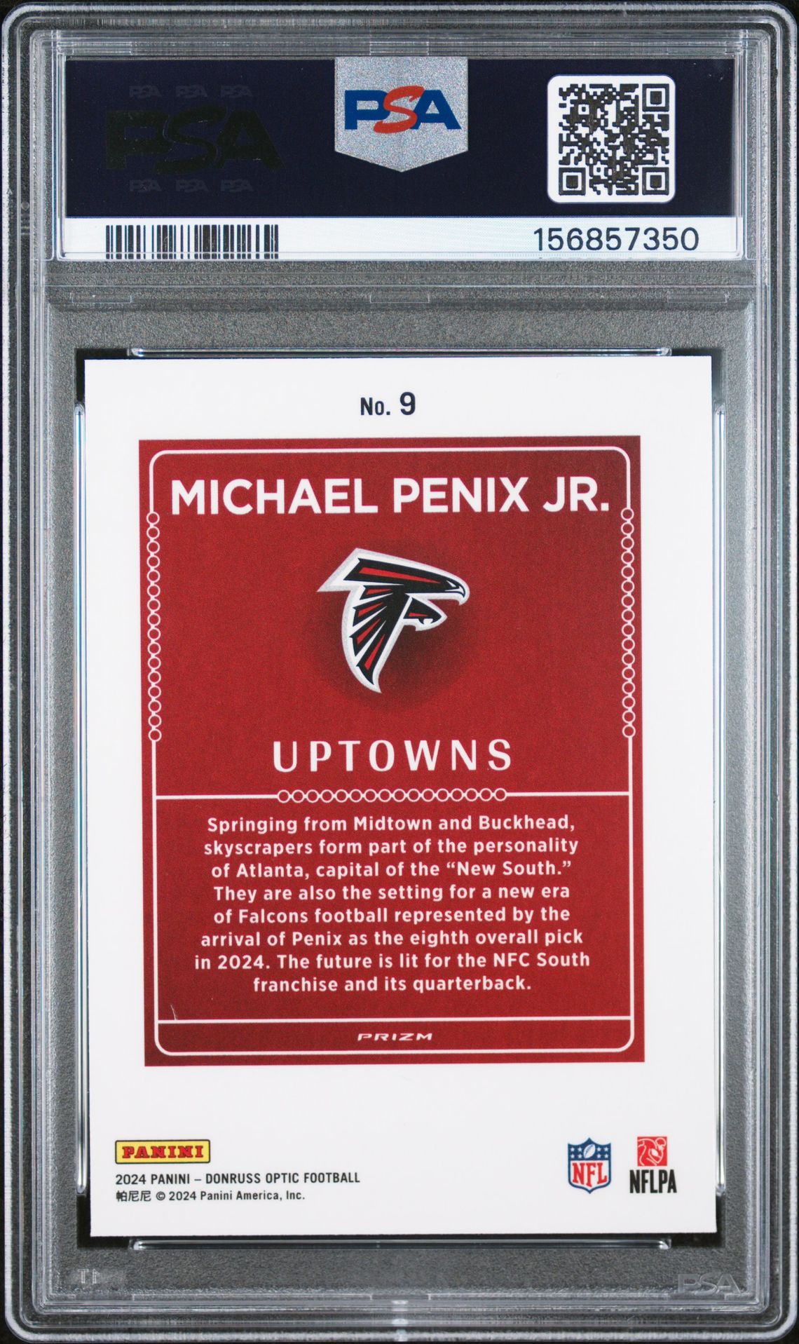 2024 Panini Donruss Optic Uptowns Michael Penix Jr. #9 Mint 9 back