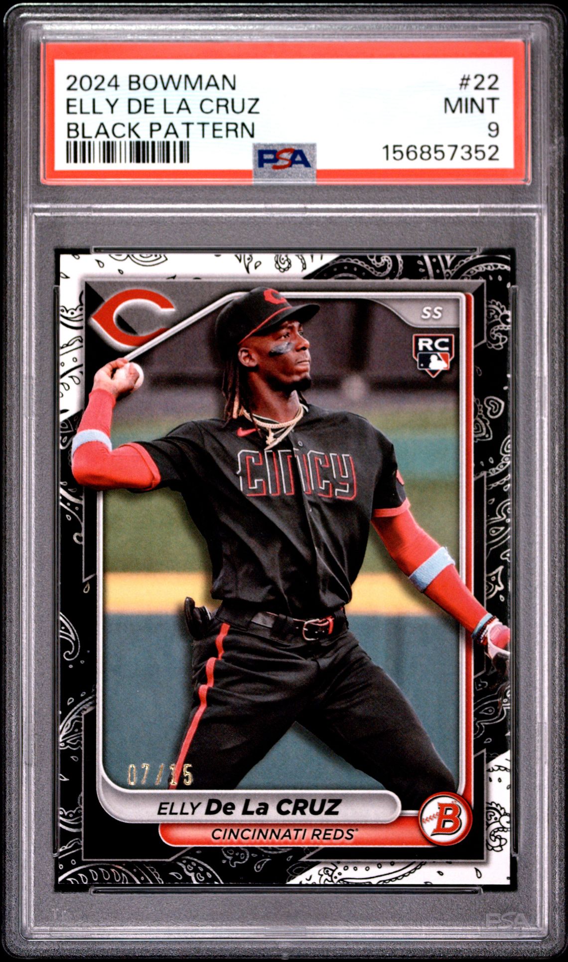 2024 Bowman Elly De La Cruz #22 (Black Pattern) Mint 9 front