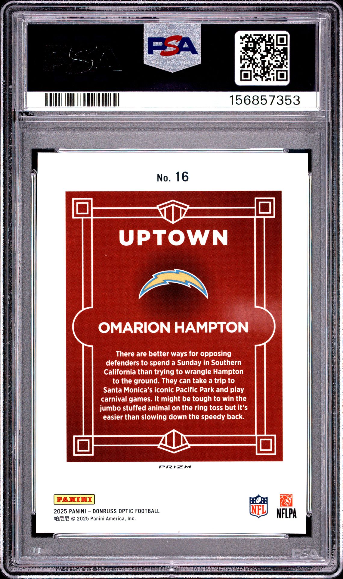 2025 Panini Donruss Optic Uptown Omarion Hampton #16 Mint 9 back