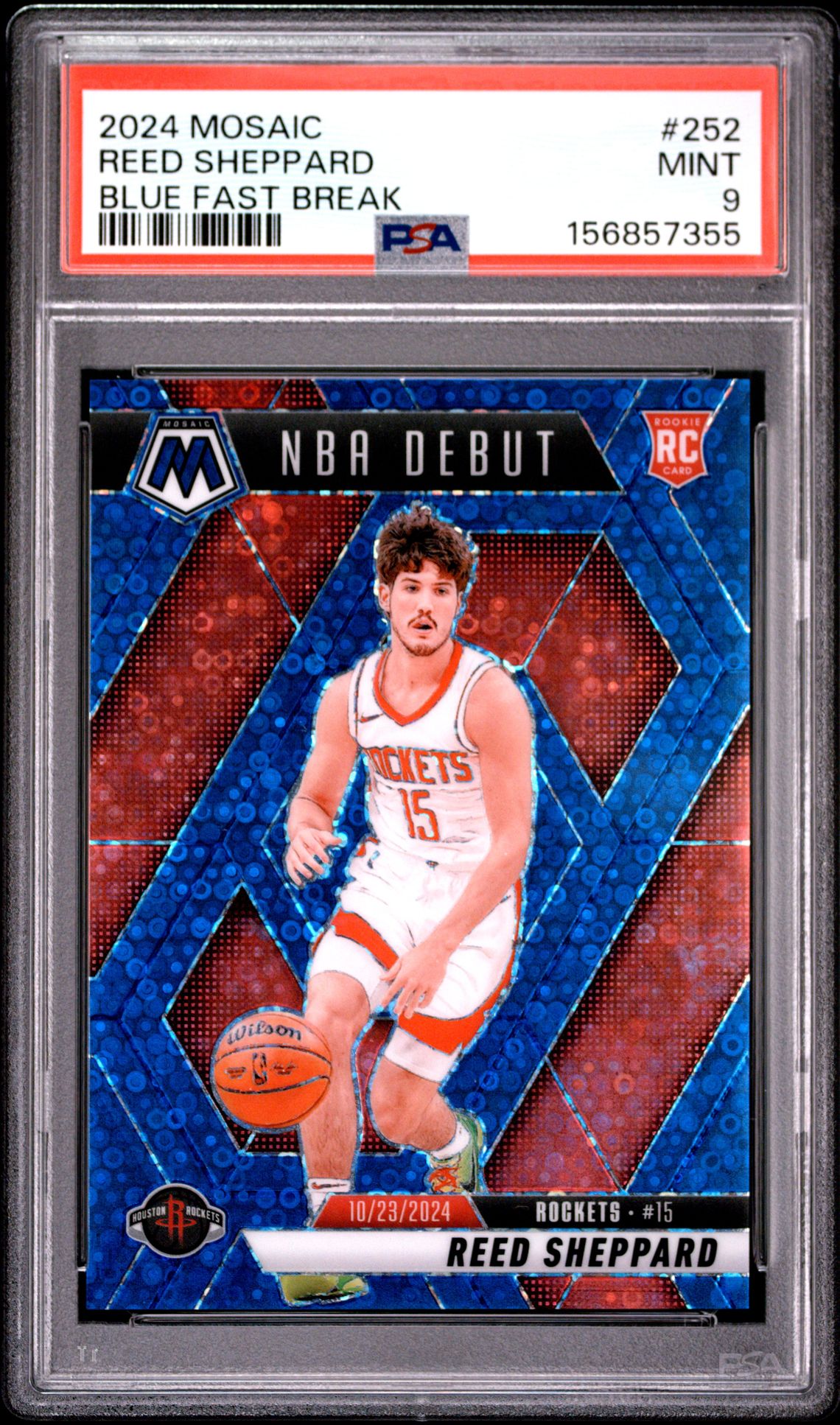 2024 Panini Mosaic Reed Sheppard #252 (Blue Fast Break) Mint 9 front