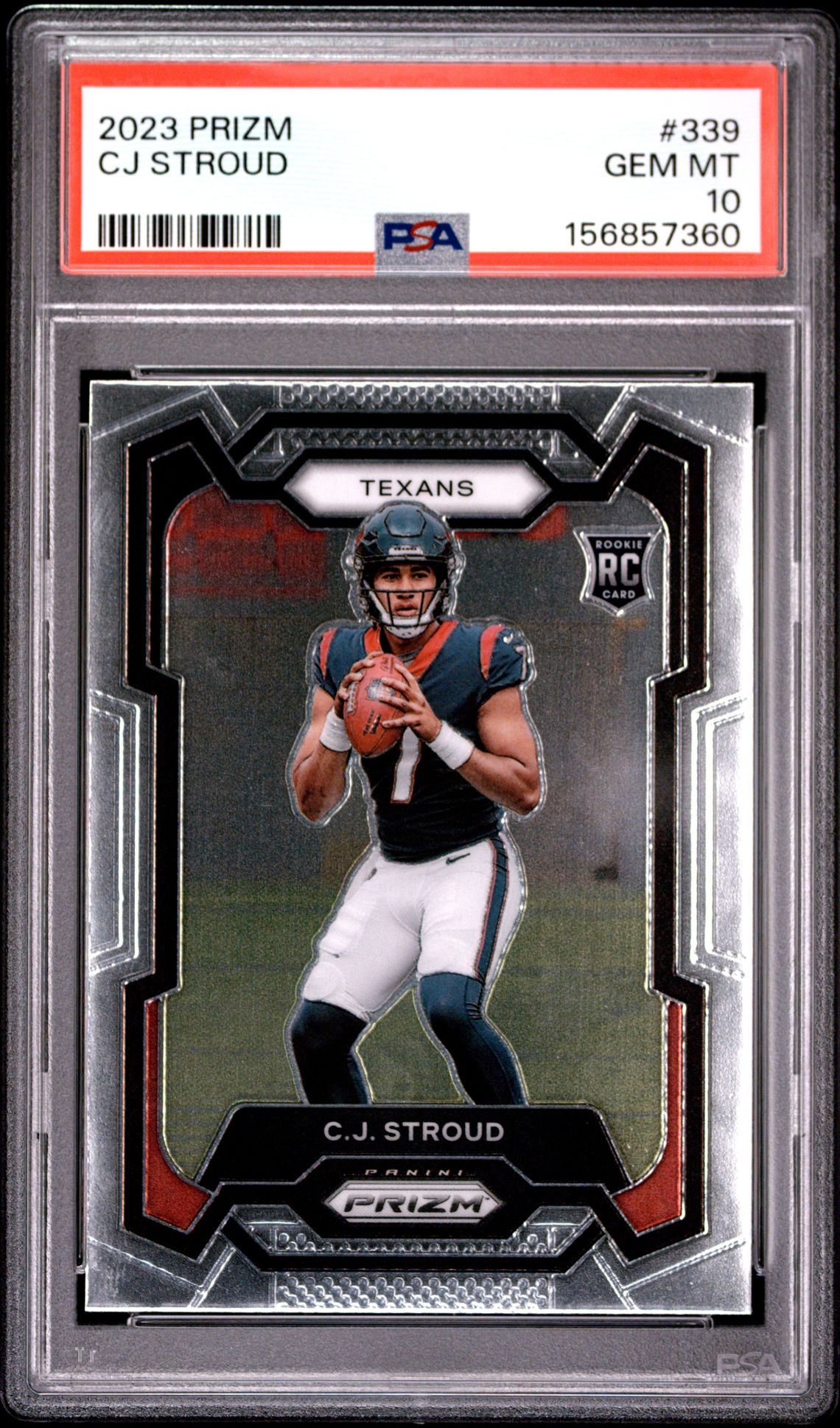 2023 Panini Prizm Cj Stroud #339 Gem Mt 10 front view - PSA graded GEM MT 10