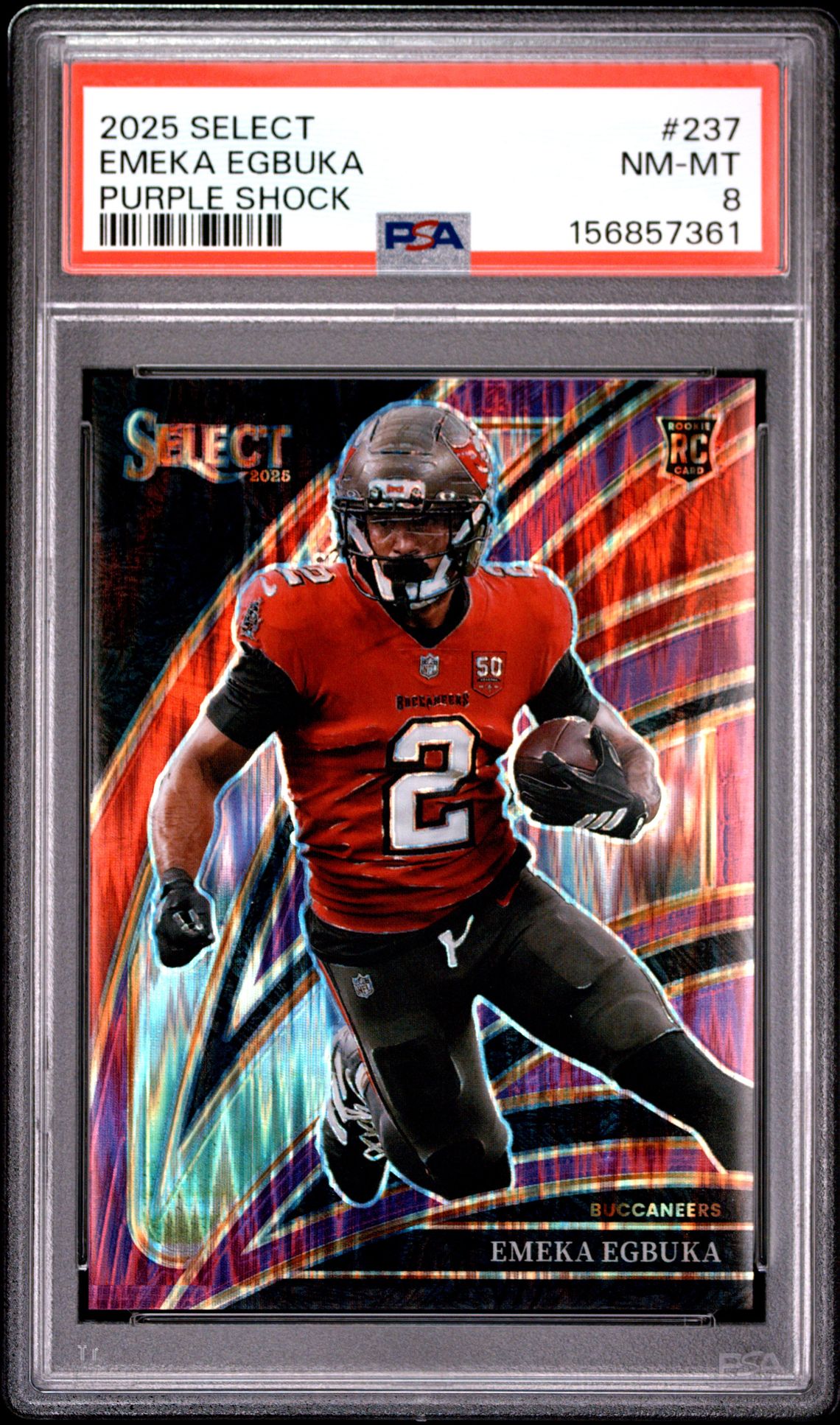 2025 Panini Select Emeka Egbuka #237 (Purple Shock) Nm-Mt 8 front