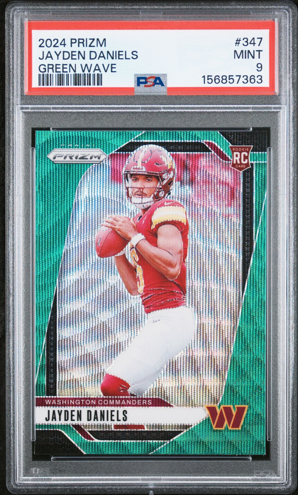 2024 Panini Prizm Jayden Daniels #347 (Green Wave) Mint 9 front