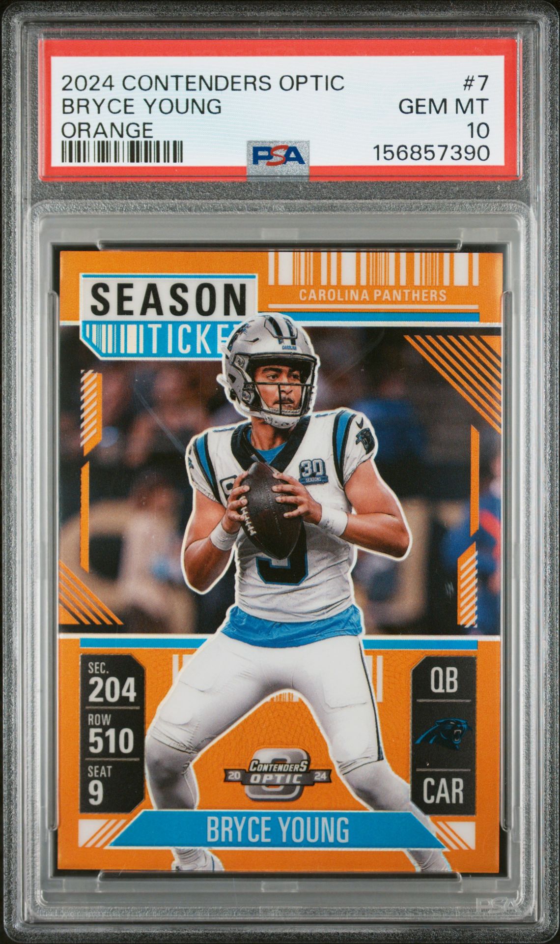 2024 Panini Contenders Optic Bryce Young #7 (Orange) Gem Mt 10 front