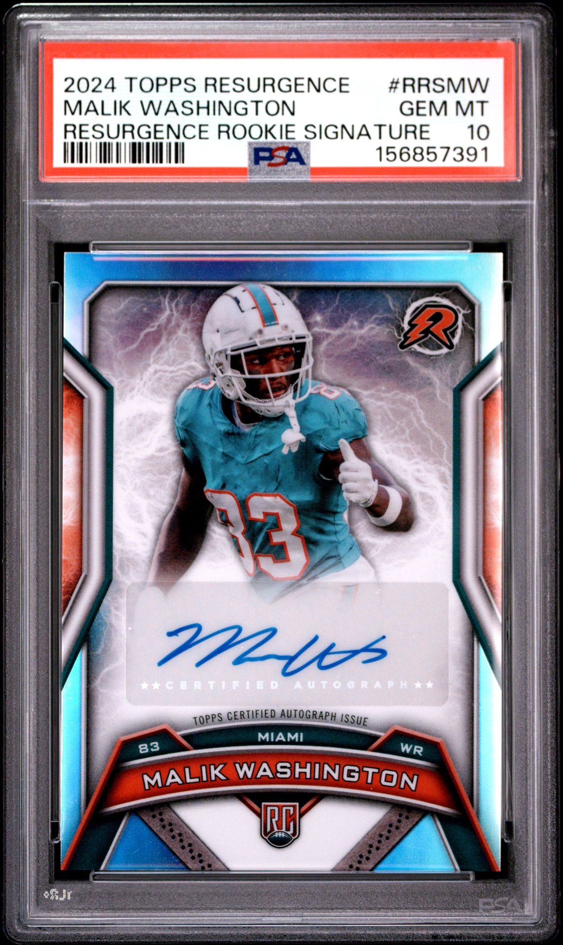 2024 Topps Resurgence Resurgence Rookie Signatures Malik Washington #Rrsmw (Resurgence Rookie Signature) Gem Mt 10 front