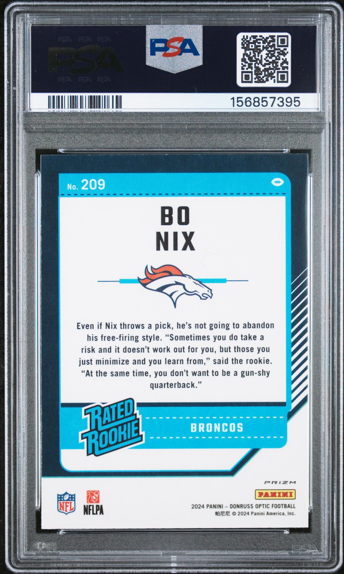 2024 Panini Donruss Optic Bo Nix #209 (Stars) Mint 9 back