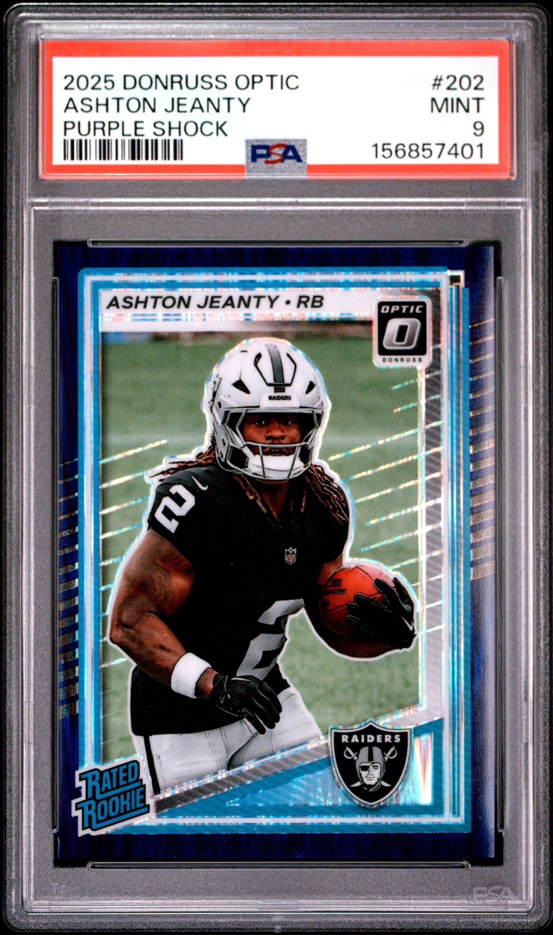 2025 Panini Donruss Optic Ashton Jeanty #202 (Purple Shock) Mint 9 front