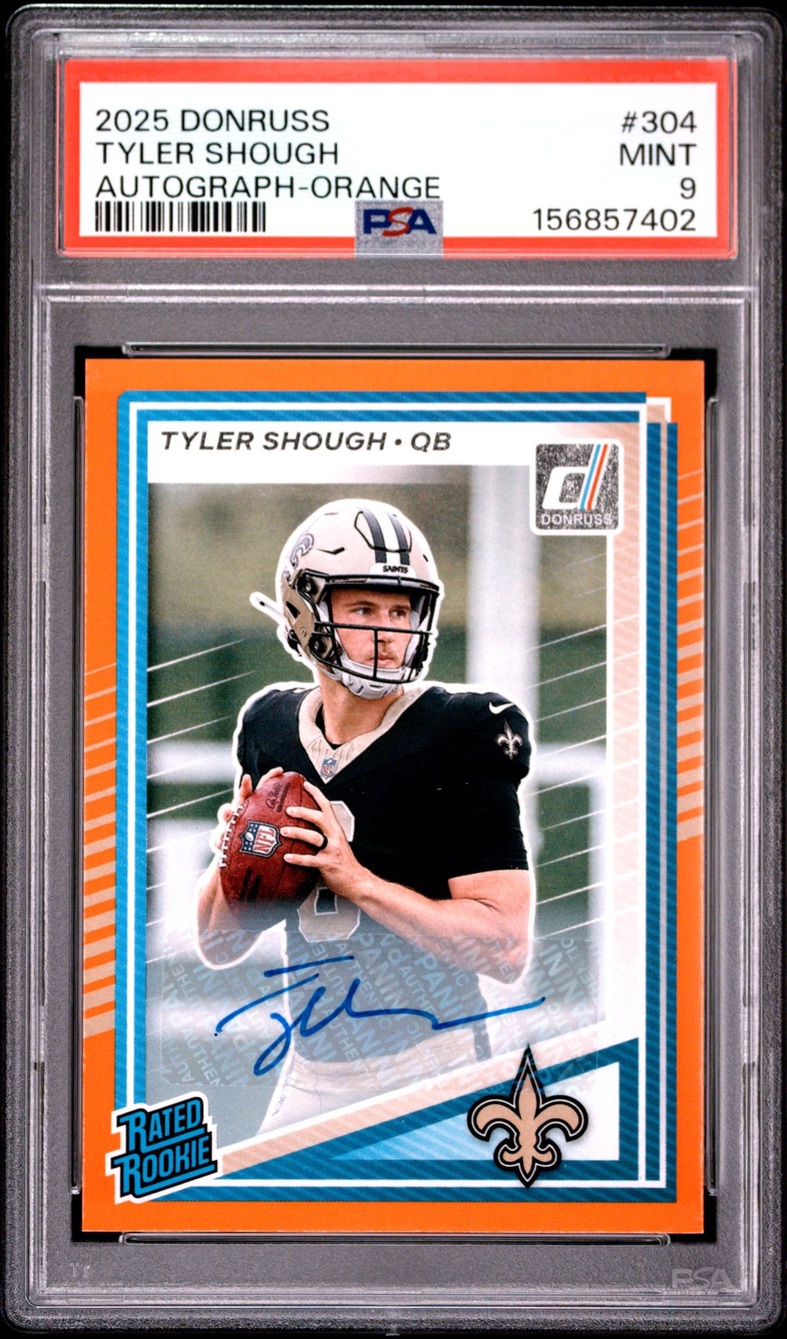 2025 Panini Donruss Tyler Shough #304 (Autograph-Orange) Mint 9 front