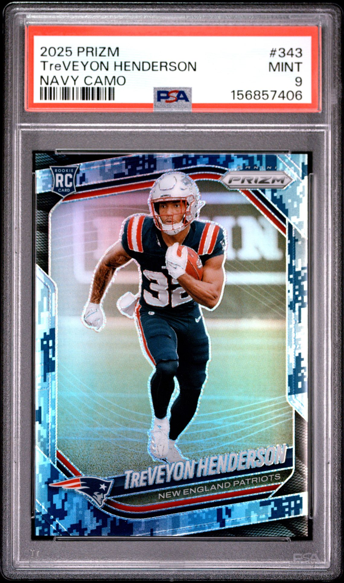 2025 Panini Prizm Treveyon Henderson #343 (Navy Camo) Mint 9 front