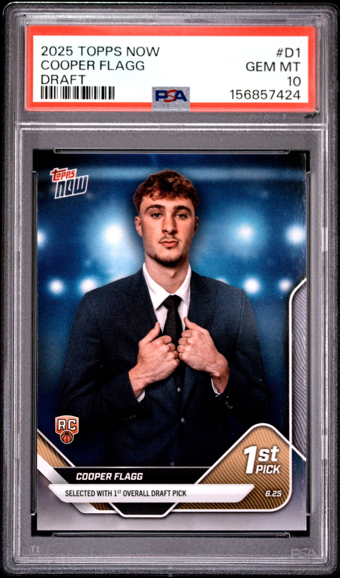 2025 TOPPS NOW DRAFT COOPER FLAGG  D1 GEM MT 10 front