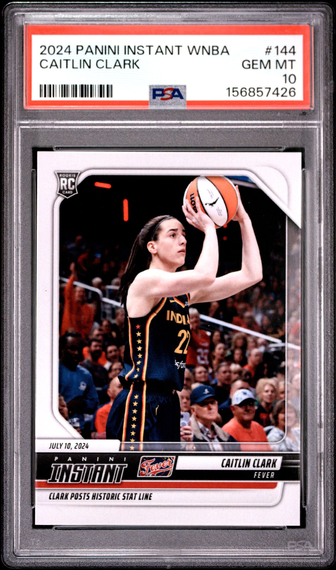 2024 Panini Instant Wnba Caitlin Clark #144 Gem Mt 10 front view - PSA graded GEM MT 10