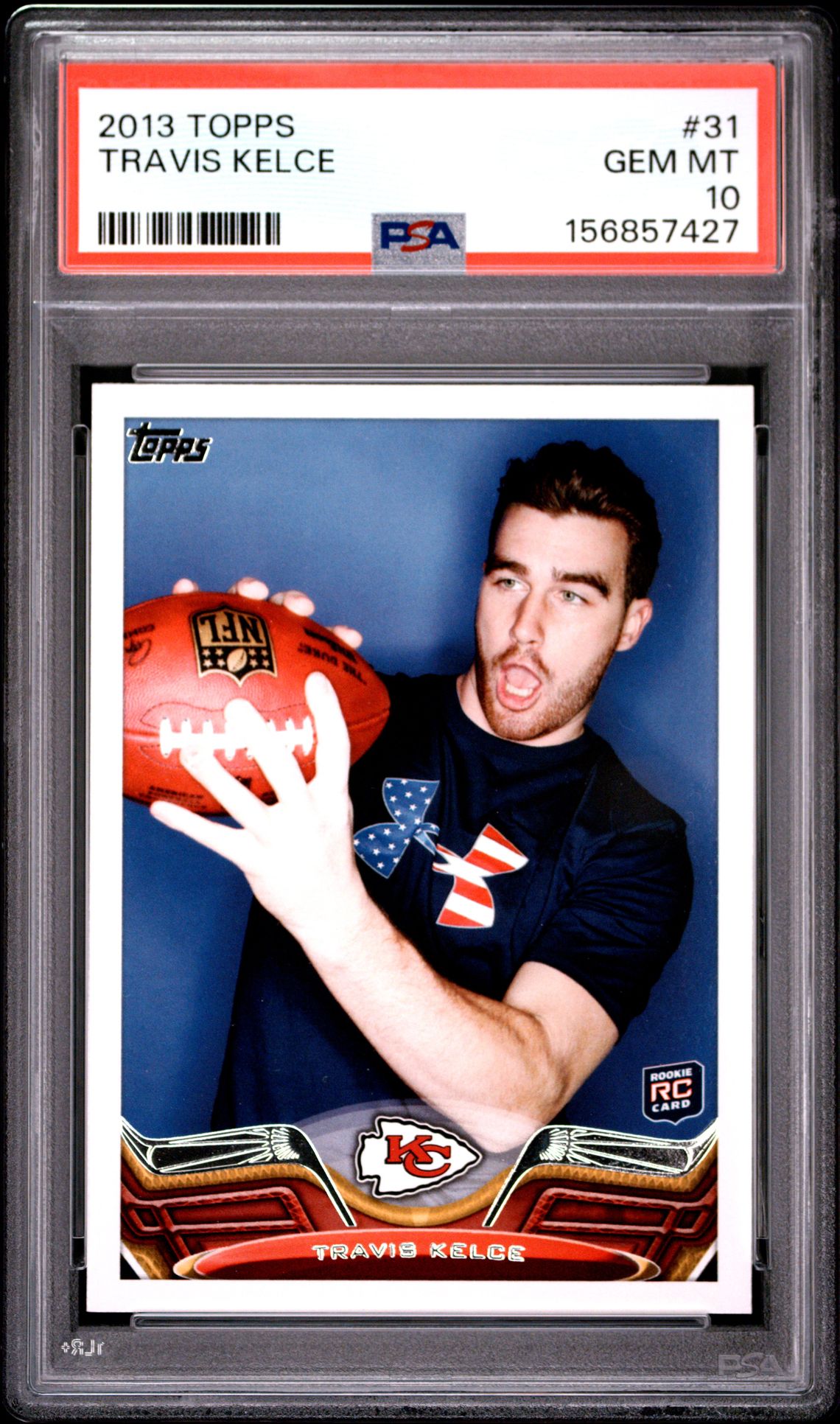 2013 Topps Travis Kelce #31 Gem Mt 10 front view - PSA graded GEM MT 10
