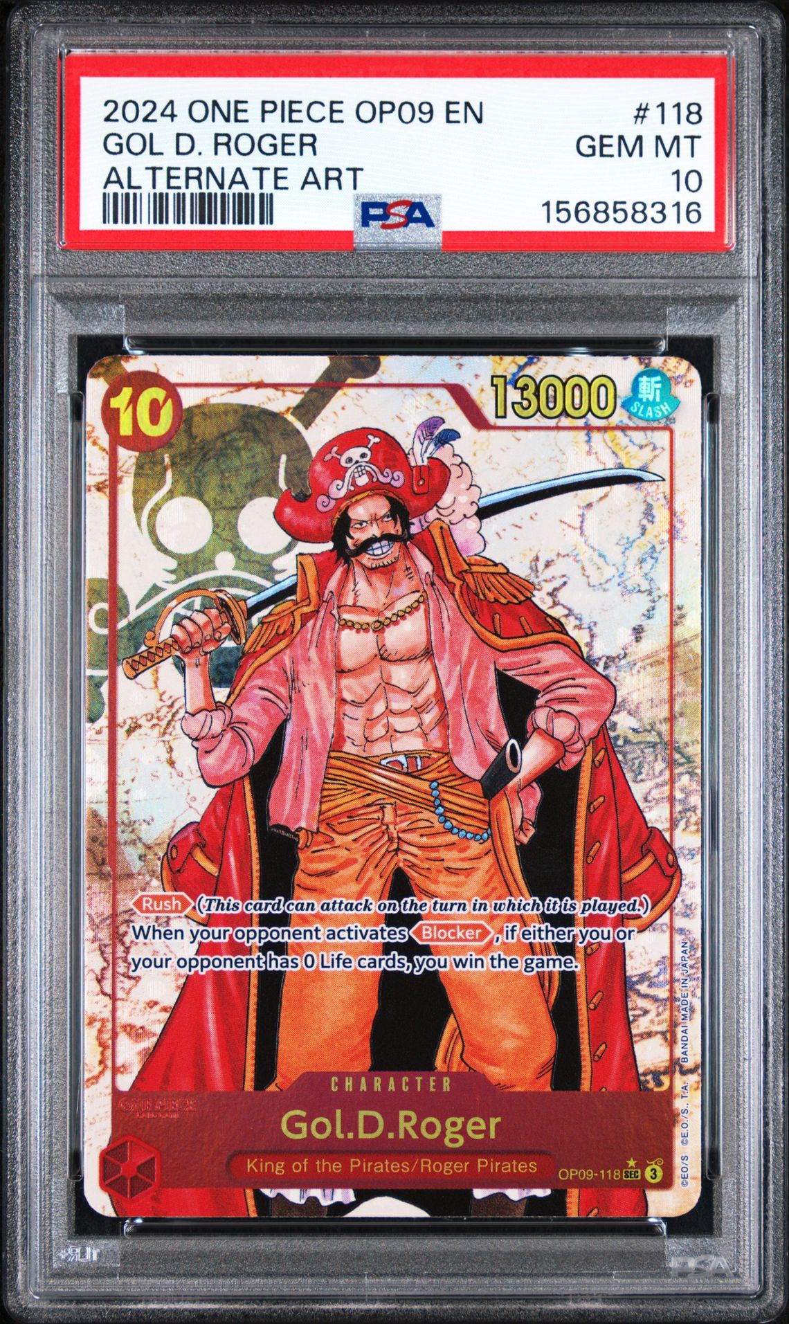 2024 One Piece Op09-Emperors In The New World Gol D. Roger #118 (Alternate Art) Gem Mt 10 front