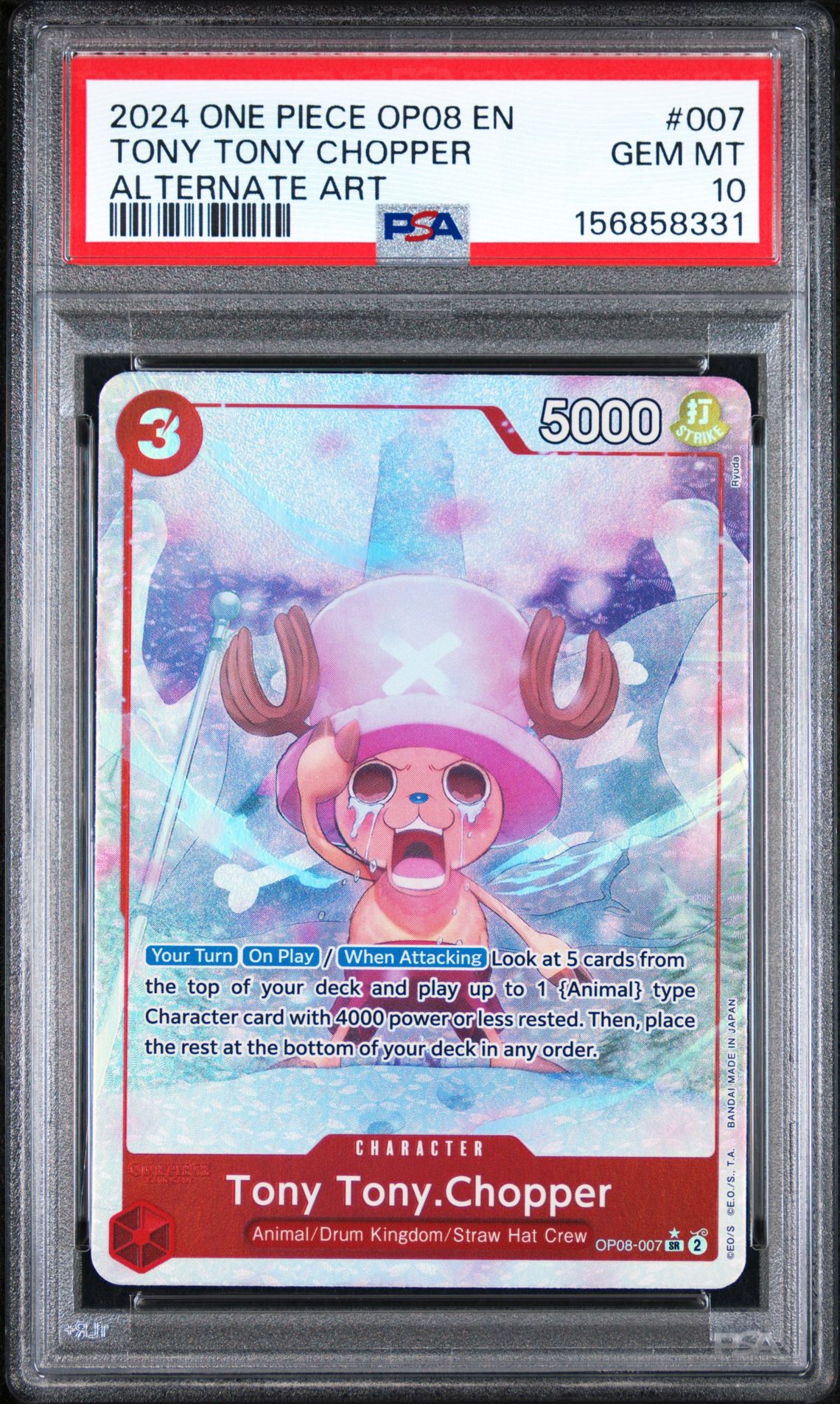 2024 One Piece Op08-Two Legends Tony Tony Chopper #007 (Alternate Art) Gem Mt 10 front