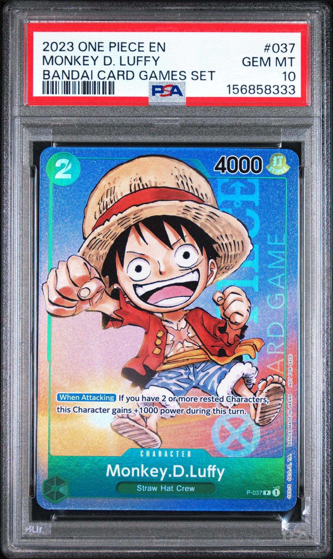 2023 One Piece Promos Monkey D. Luffy #037 (Bandai Card Games Set) Gem Mt 10 front