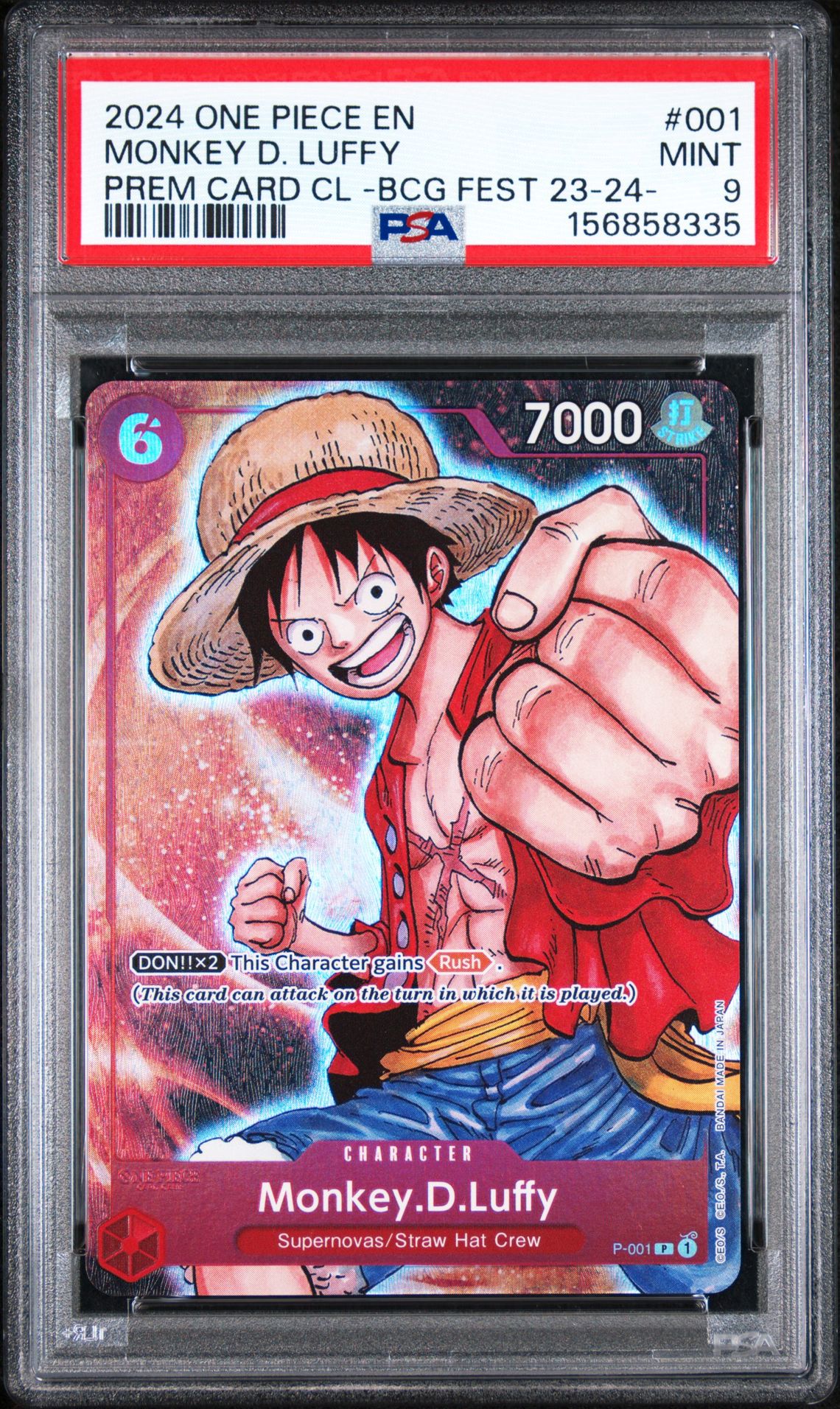 2024 One Piece Premium Card Collection -Bandai Card Games Fest 23-24 Edition- Monkey D. Luffy #001 Mint 9 front