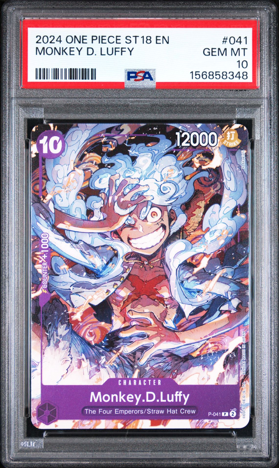 2024 One Piece Starter Deck St18-Purple Monkey D. Luffy Monkey D. Luffy #041 Gem Mt 10 front view - PSA graded GEM MT 10