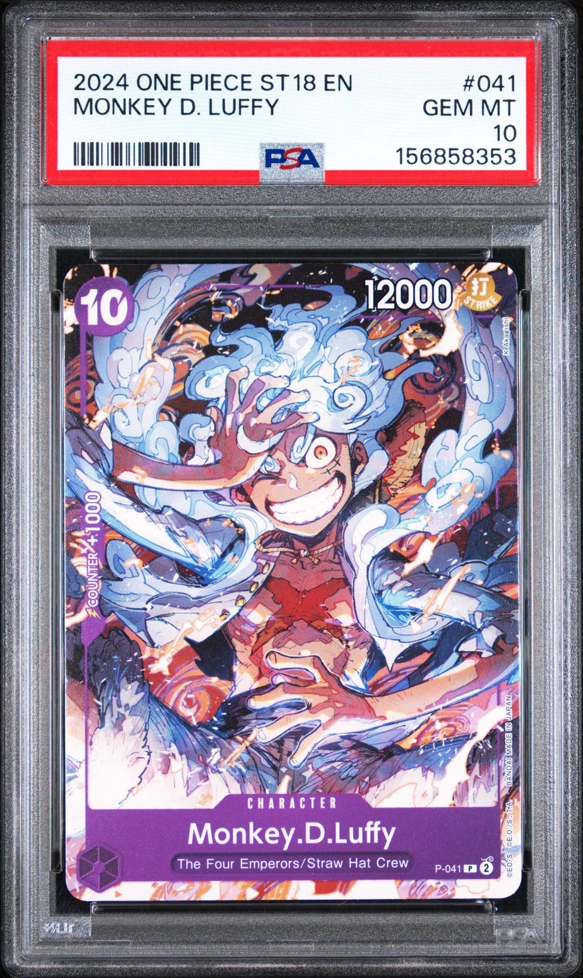 2024 One Piece Starter Deck St18-Purple Monkey D. Luffy Monkey D. Luffy #041 Gem Mt 10 front view - PSA graded GEM MT 10