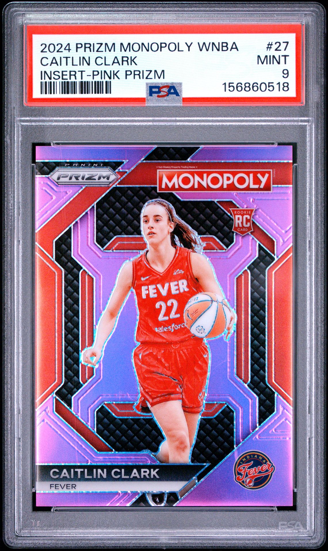 2024 Panini Prizm Monopoly Wnba Insert Caitlin Clark #27 (Insert-Pink Prizm) Mint 9 front