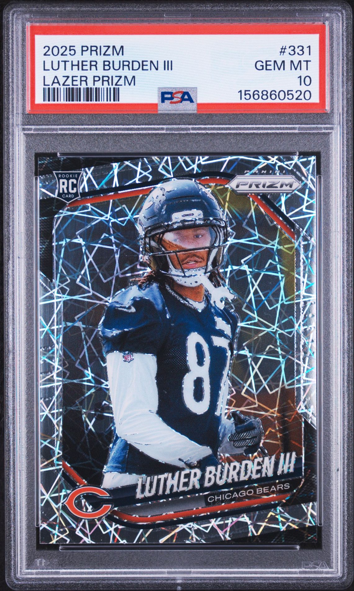 2025 Panini Prizm Luther Burden Iii #331 (Lazer Prizm) Gem Mt 10 front view - PSA graded GEM MT 10