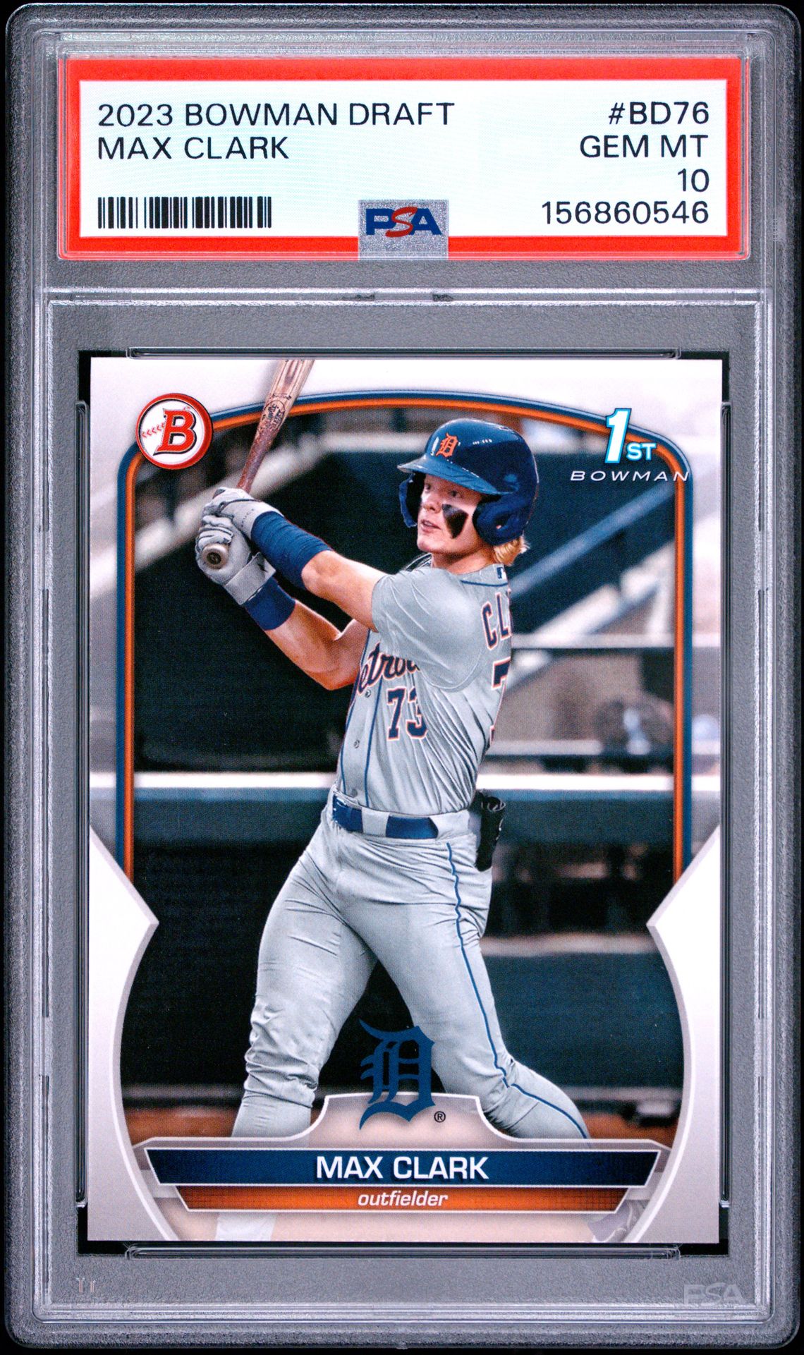 2023 Bowman Draft Max Clark #Bd76 Gem Mt 10 front