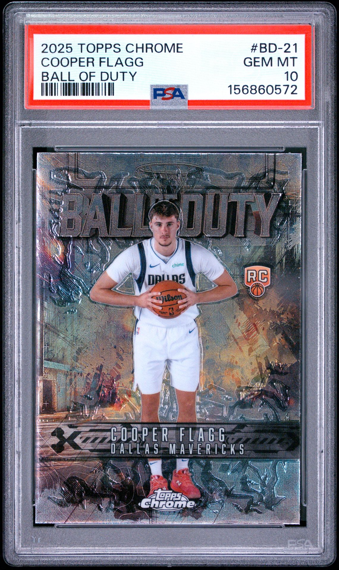 2025 Topps Chrome Ball Of Duty Cooper Flagg #Bd-21 Gem Mt 10 front view - PSA graded GEM MT 10