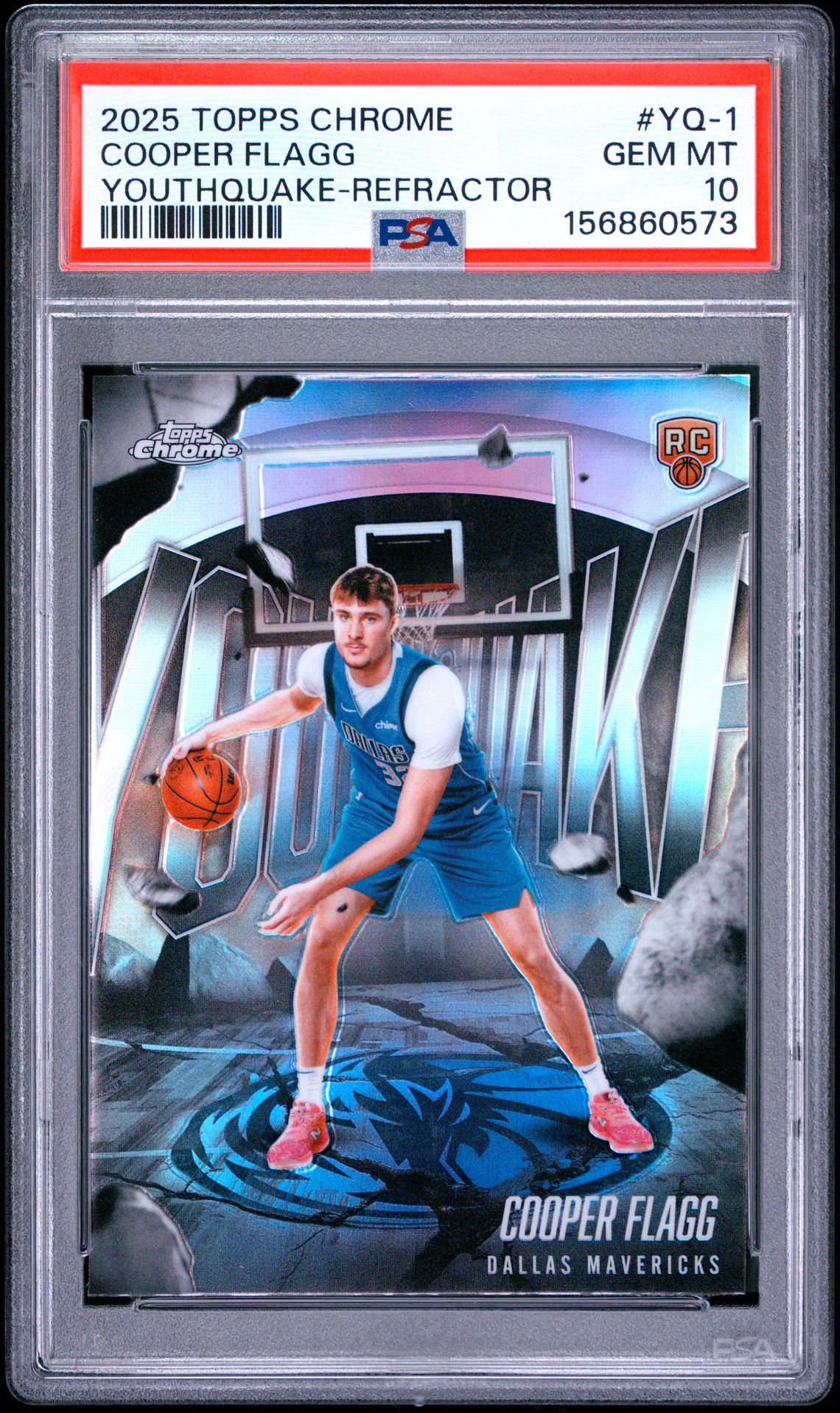 2025 TOPPS CHROME YOUTHQUAKE COOPER FLAGG YOUTHQUAKE-REFRACTOR YQ-1 GEM MT 10 front