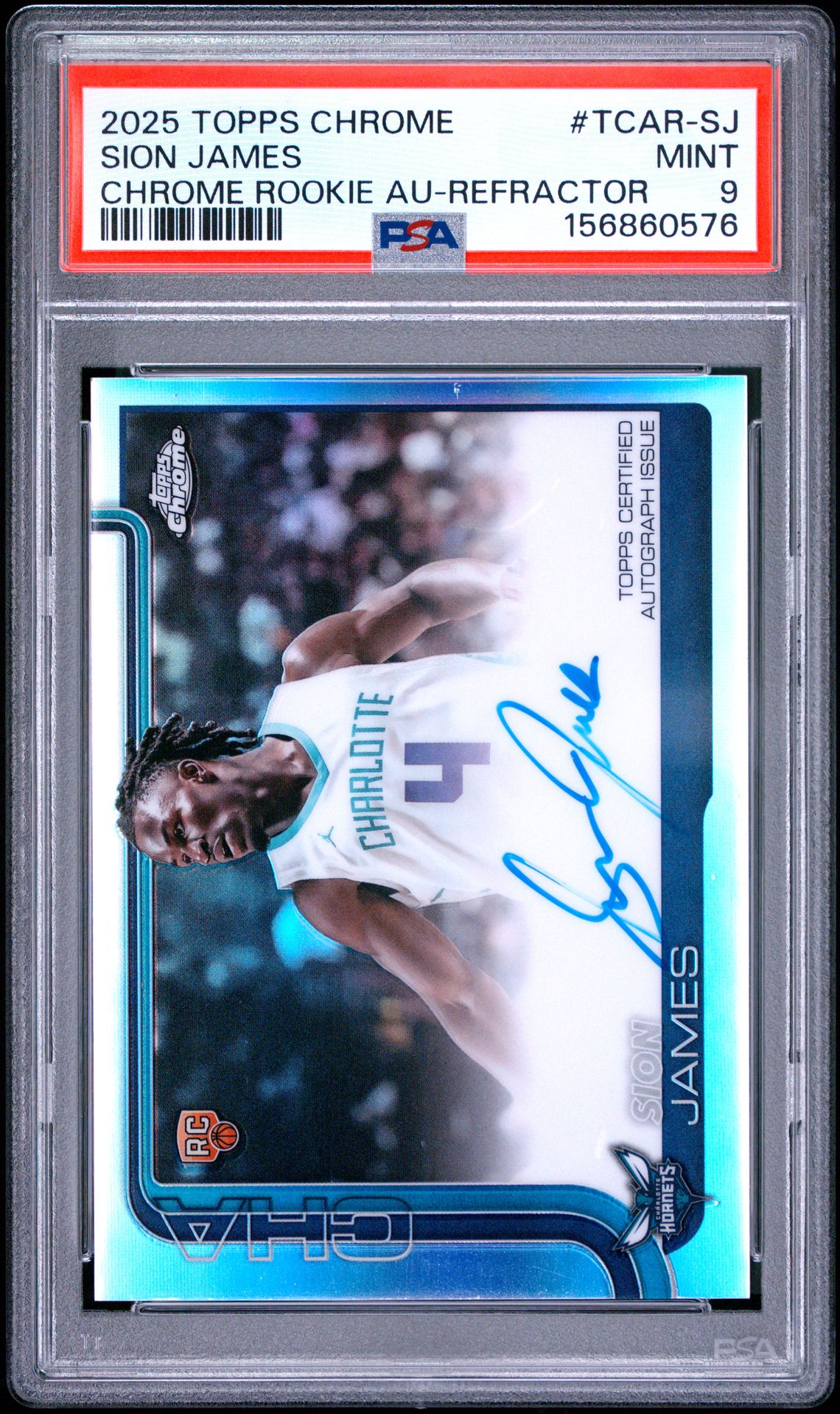 2025 Topps Chrome Chrome Rookie Autographs Sion James #Tcar-Sj (Chrome Rookie Au-Refractor) Mint 9 front