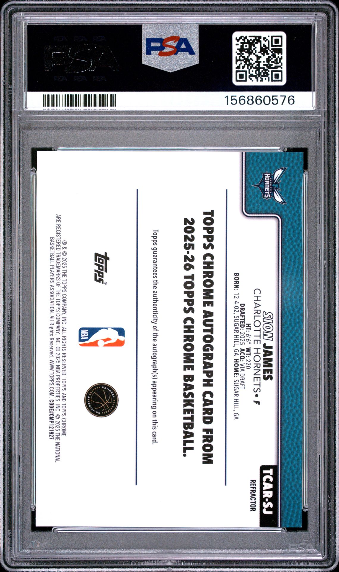 2025 Topps Chrome Chrome Rookie Autographs Sion James #Tcar-Sj (Chrome Rookie Au-Refractor) Mint 9 back