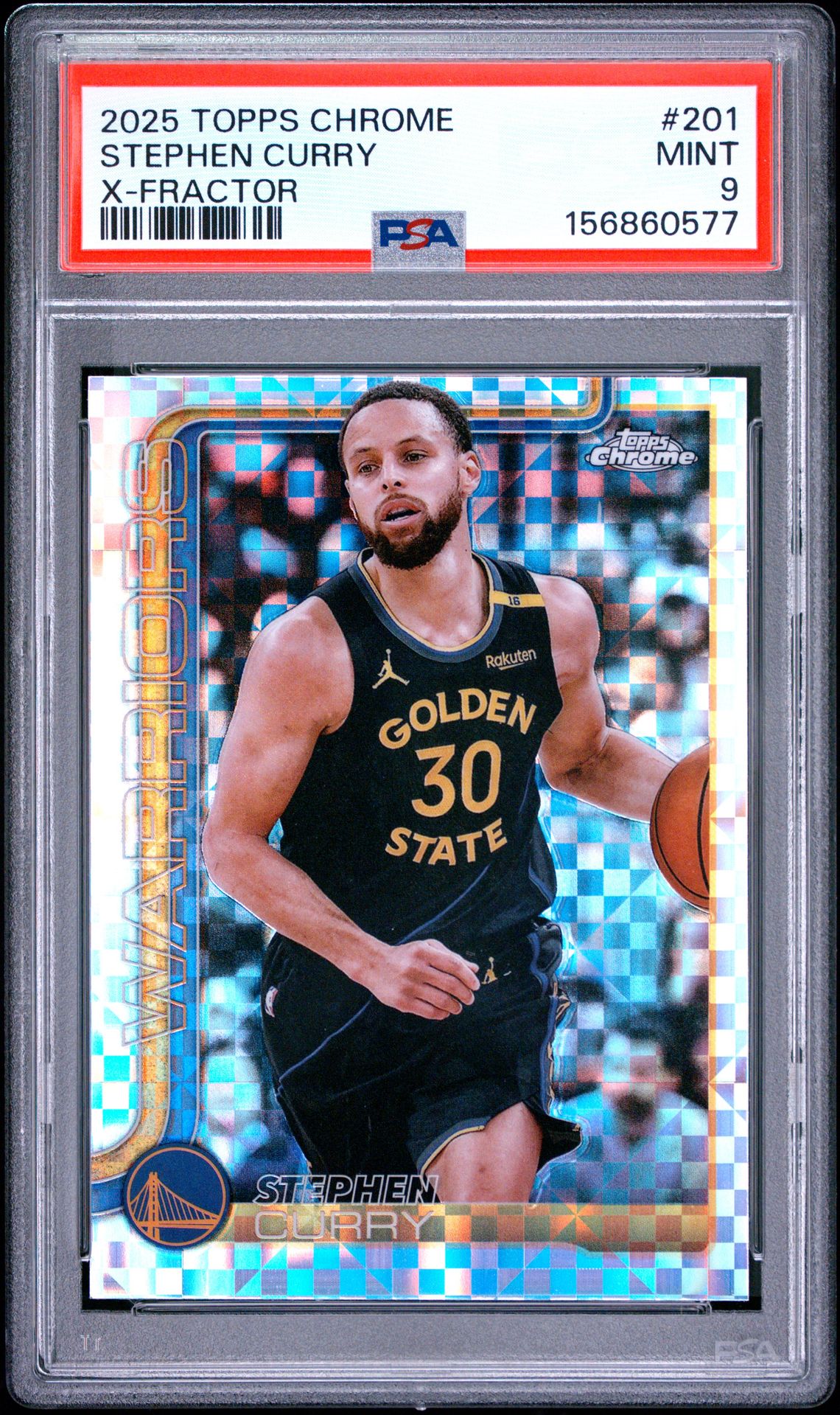 2025 Topps Chrome Stephen Curry #201 (X-Fractor) Mint 9 front