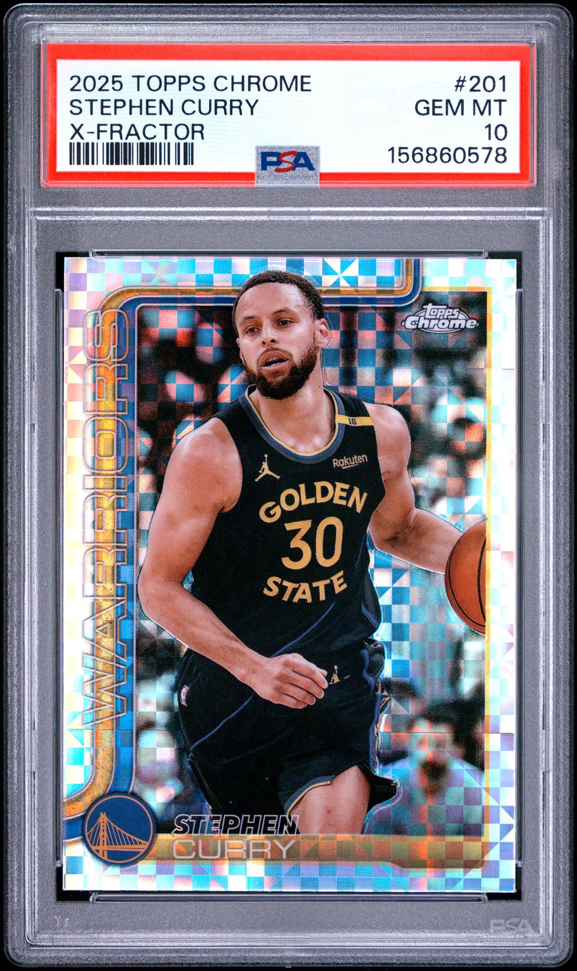 2025 Topps Chrome Stephen Curry #201 (X-Fractor) Gem Mt 10 front