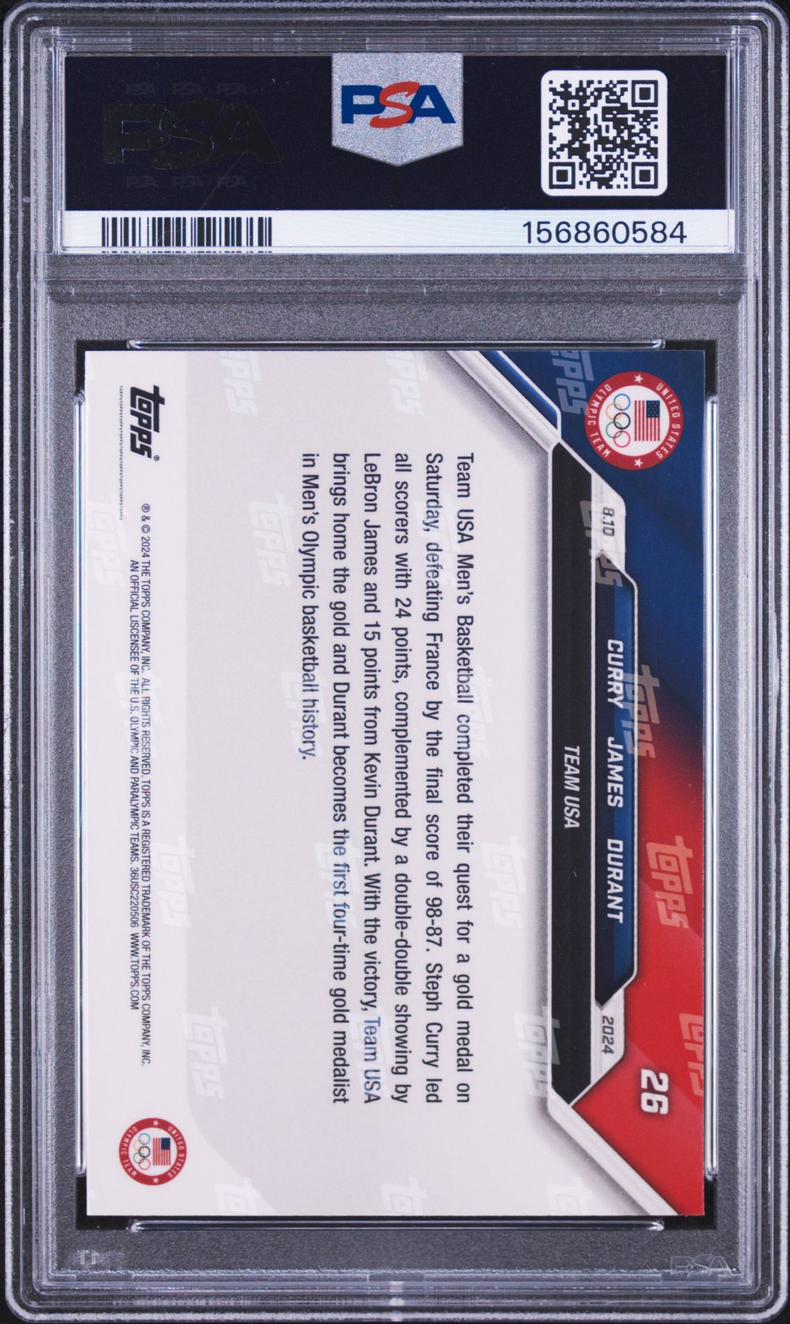 2024 Topps Now Olympic Games Curry/James/Durant #26 Nm-Mt 8 back